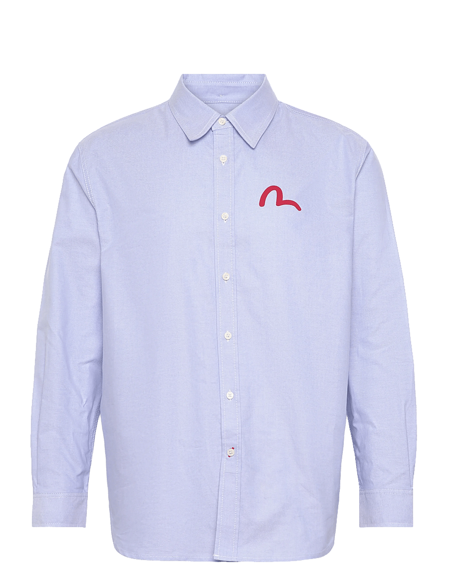 Evisu - HT, LS OXFORD SHIRT W/ BLACK SEAGULL PRINT - oxford skjorter - blue - 1