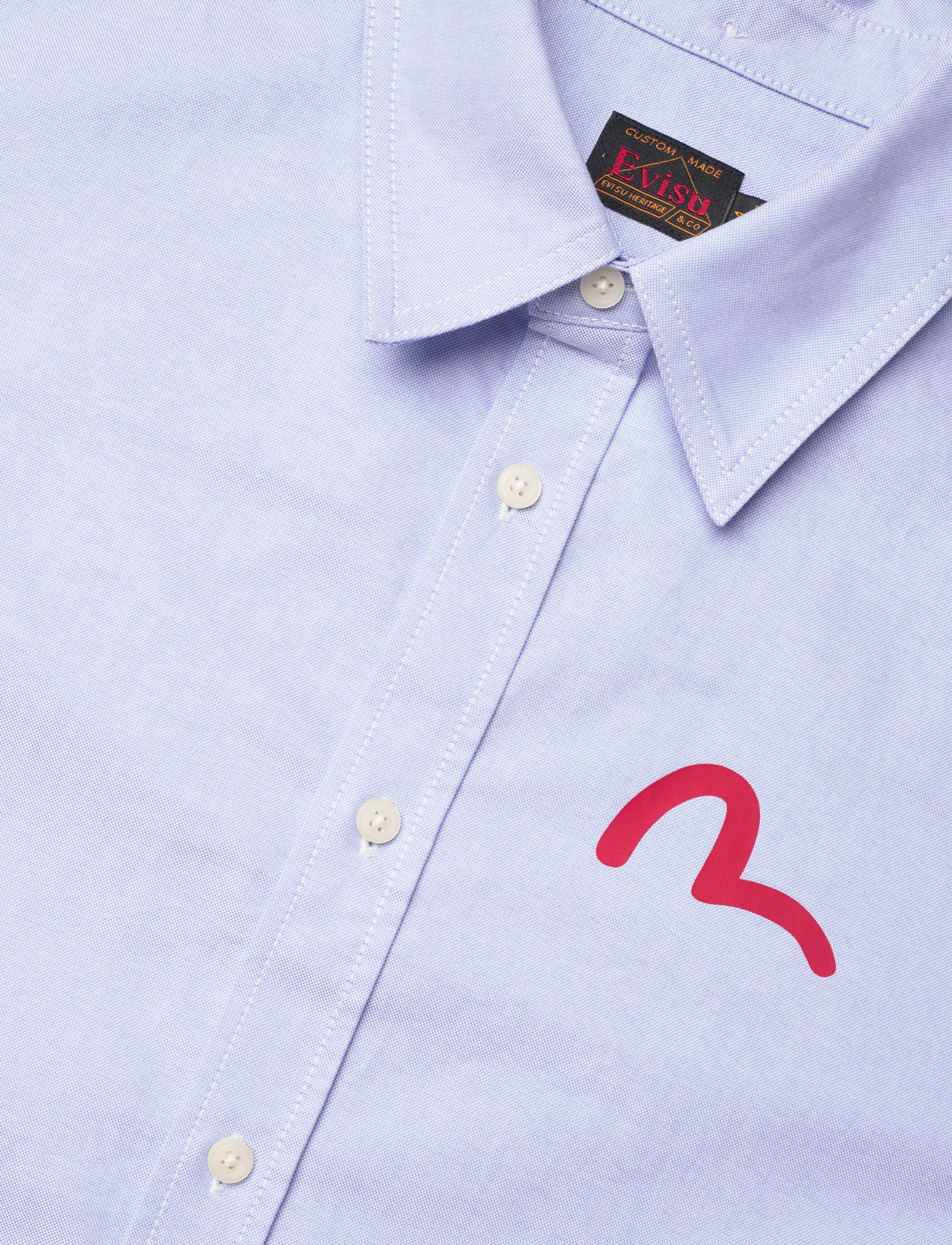 Evisu - LS OXFORD SHIRT W/ BLACK SEAGULL PRINT - oxford skjorter - blue - 3