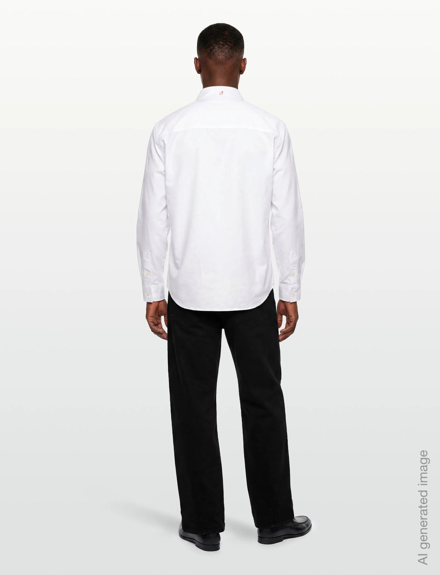 Evisu - HT, LS OXFORD SHIRT W/ BLACK SEAGULL PRINT - oxford krekli - white - 4