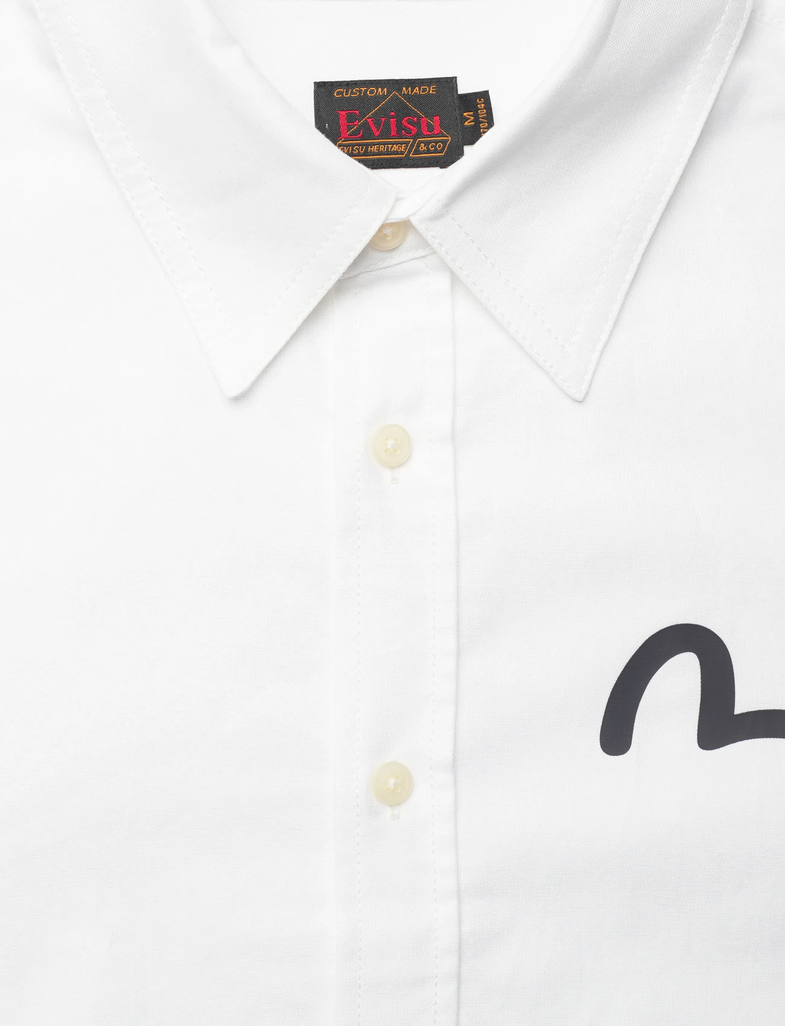 Evisu - LS OXFORD SHIRT W/ BLACK SEAGULL PRINT - oxford skjorter - white - 5