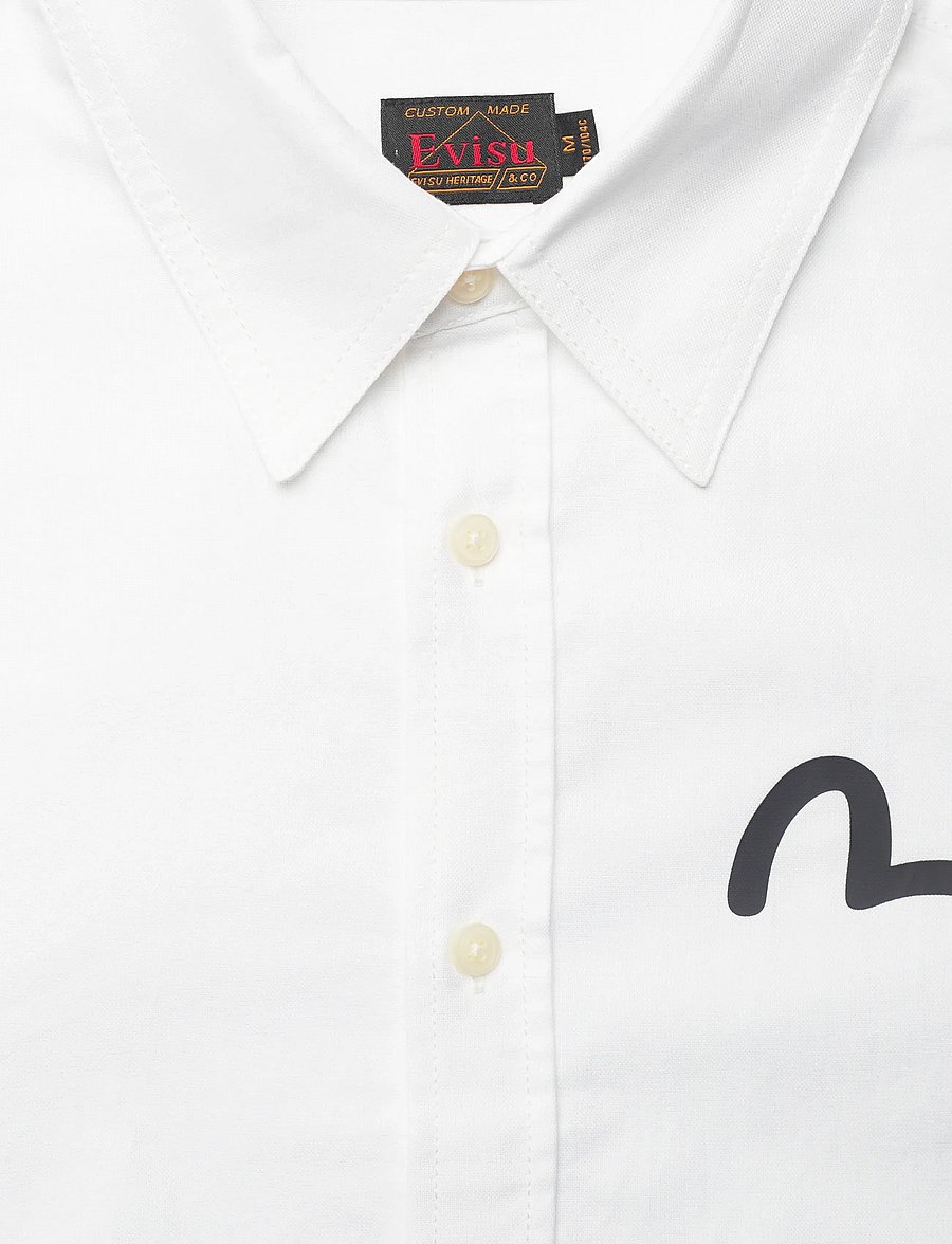 Evisu - HT, LS OXFORD SHIRT W/ BLACK SEAGULL PRINT - oxford krekli - white - 5