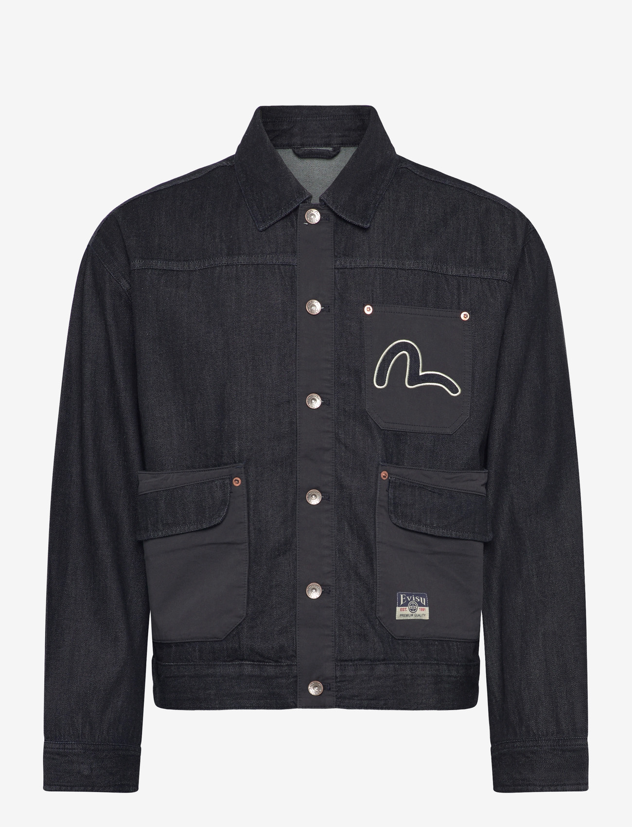 Evisu - FABRIC BLOCKING DENIM JACKET - forede denimjakker - rinse indigo - 0