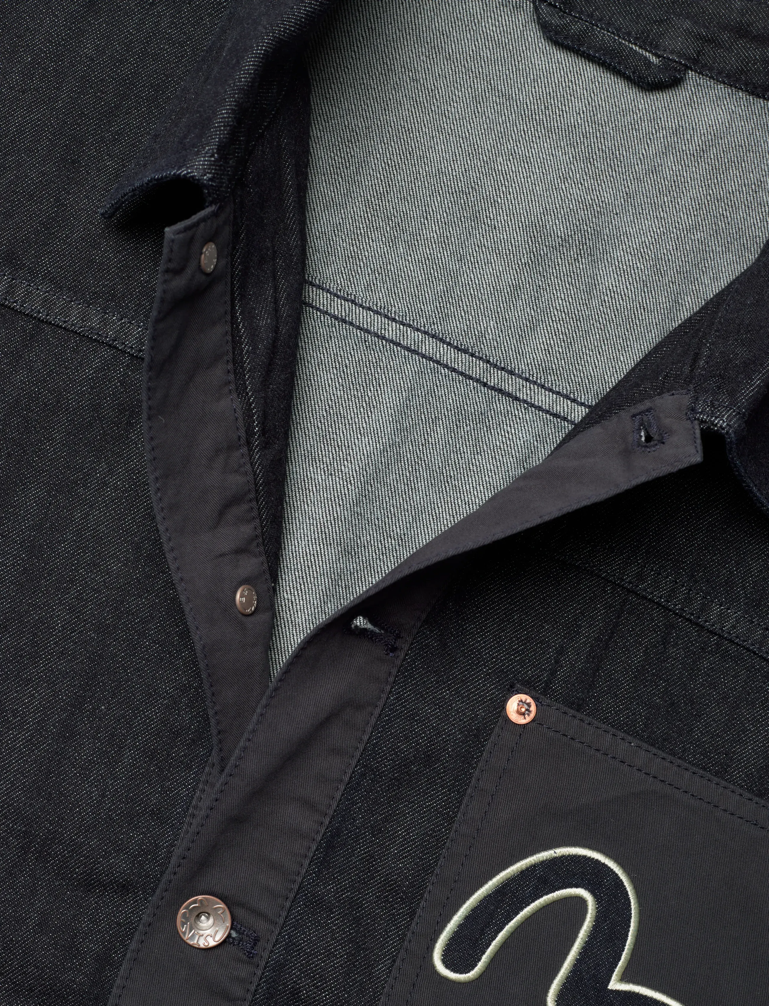 Evisu - FABRIC BLOCKING DENIM JACKET - fodrade jeansjackor - rinse indigo - 2