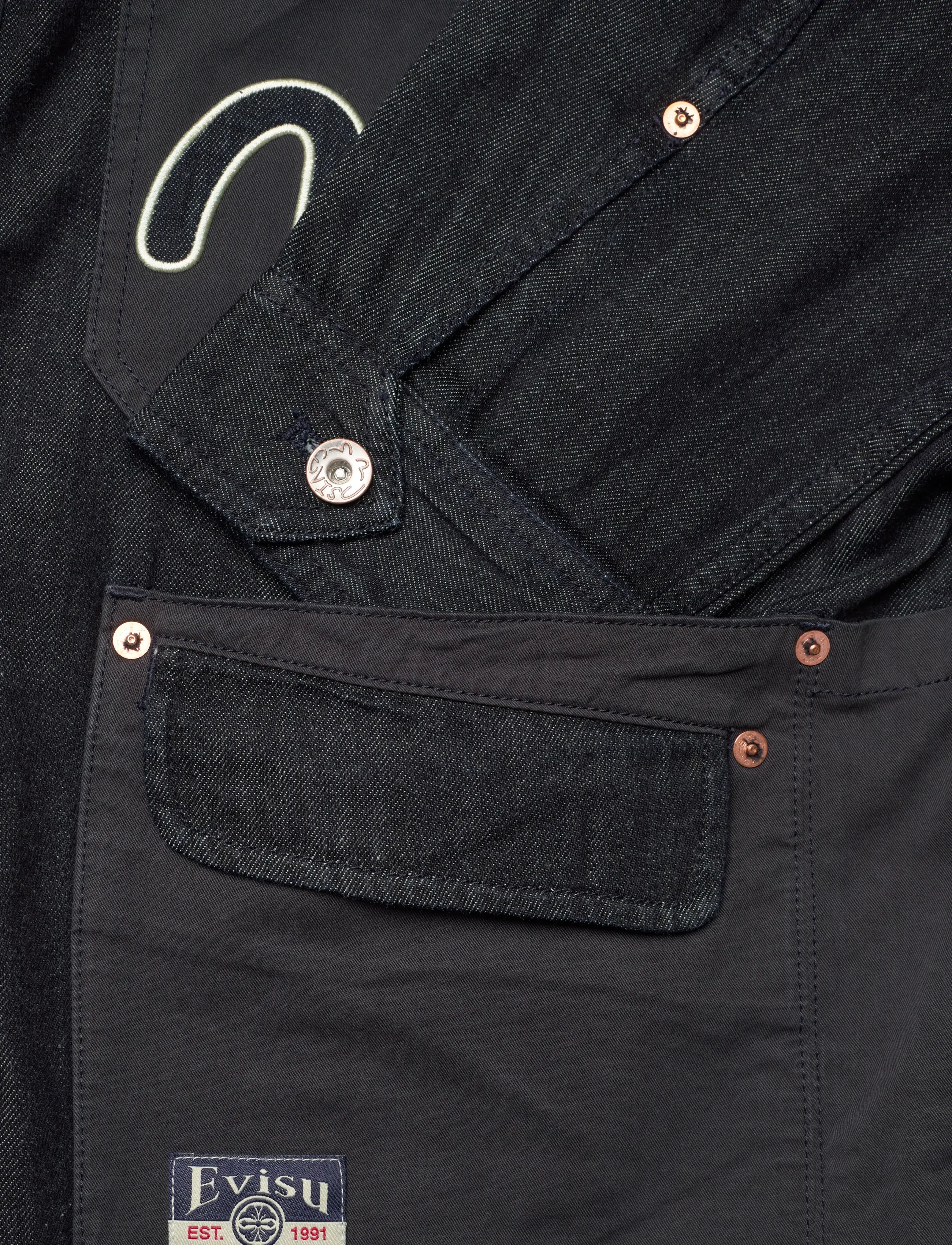 Evisu - FABRIC BLOCKING DENIM JACKET - fodrade jeansjackor - rinse indigo - 3