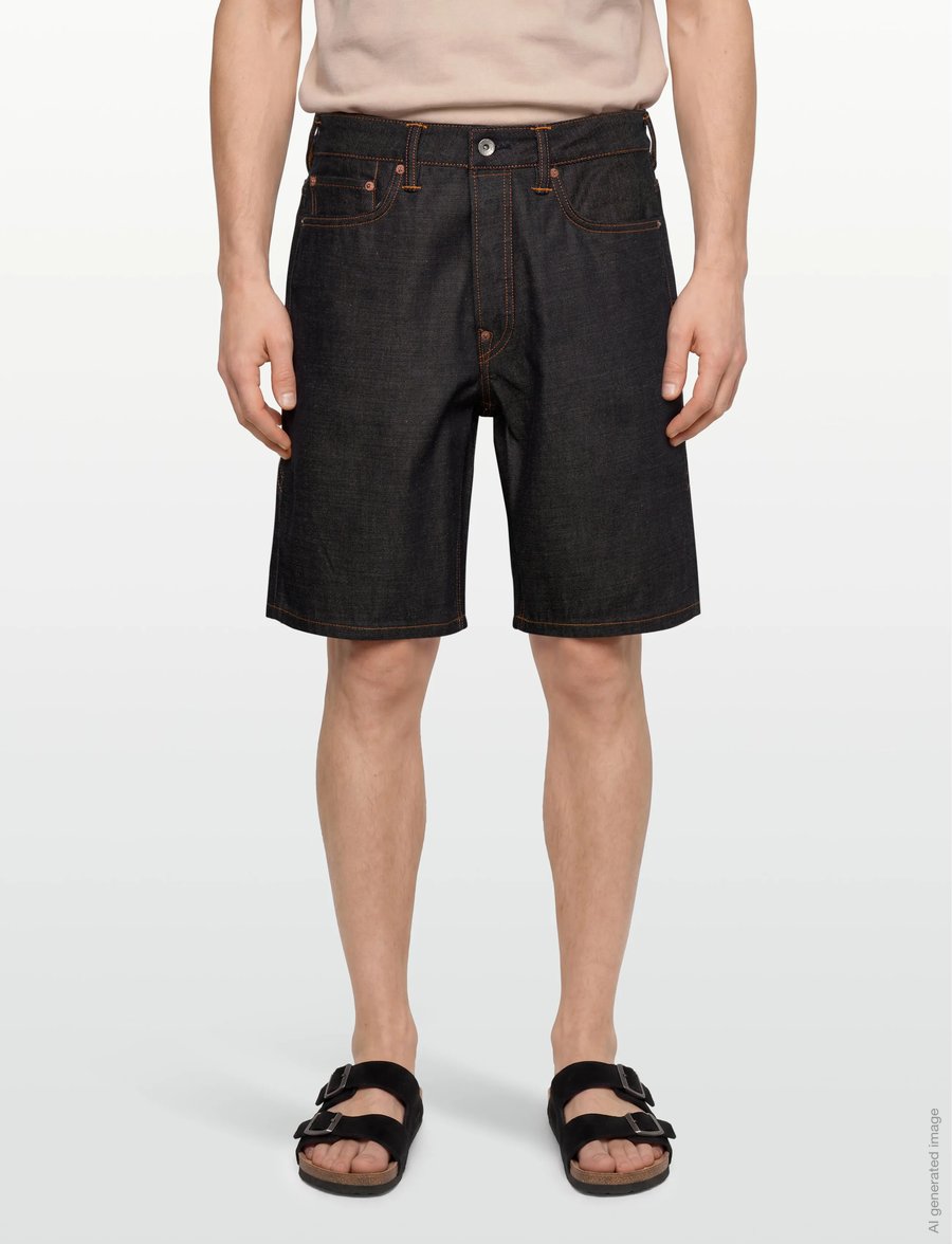 Evisu - SEAGULL PRINTED POCKET DENIM SHORTS - jorts - rinse indigo - 3