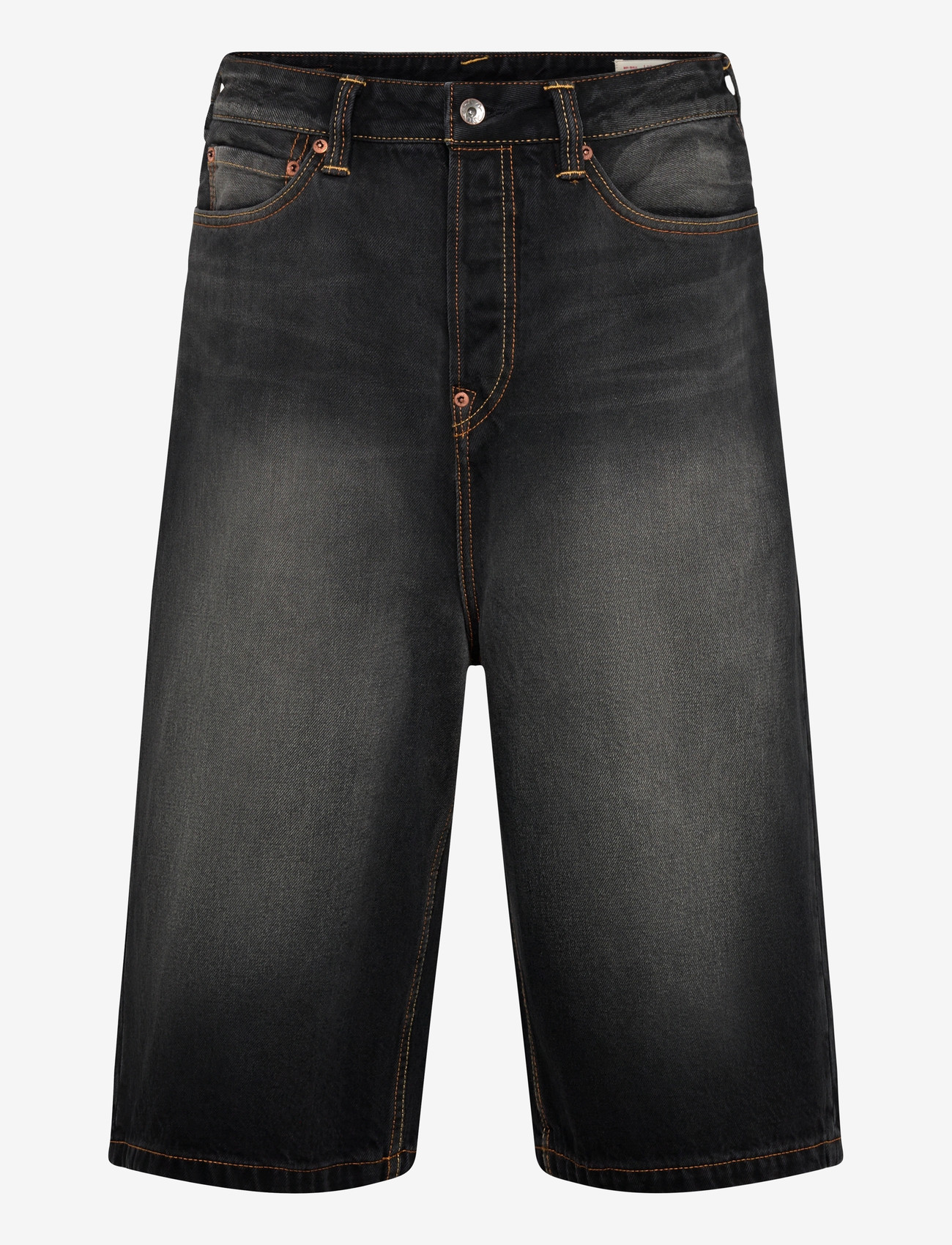 Evisu - SEAGULL & CLAW MARKS EMB. POCKET DENIM SHORTS - jorts - dark tone black denim - 0