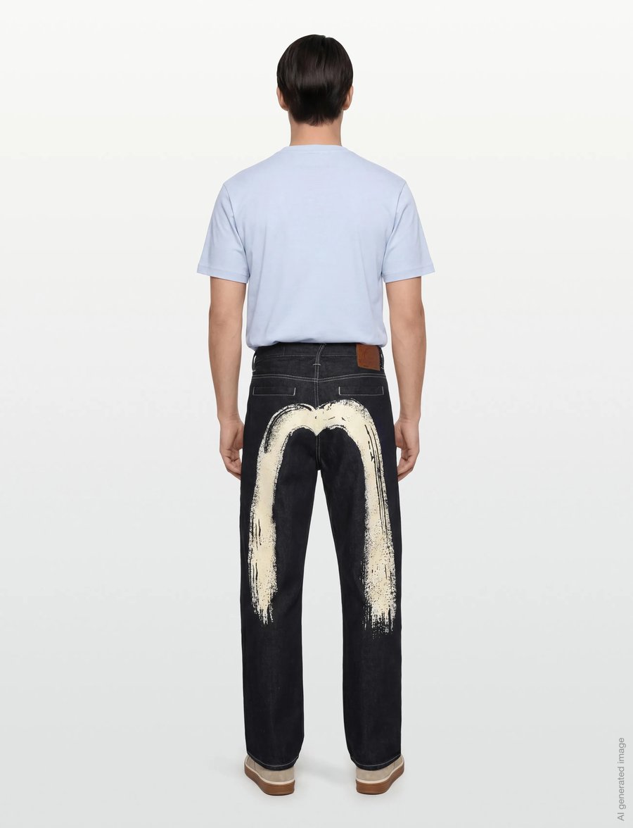 Evisu - HAND BRUSH PRINTED DAICOCK JEANS - rinse indigo - 4