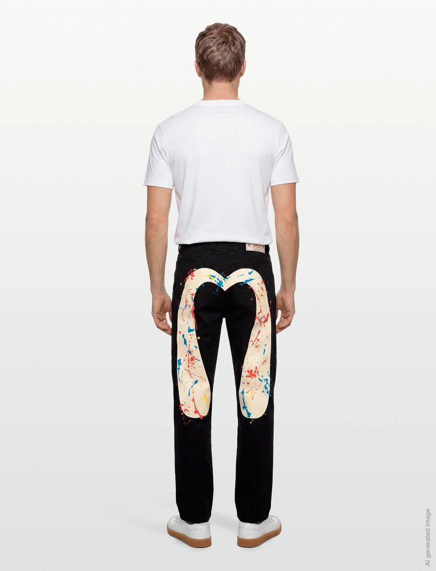 Evisu - SPLASH DAICOCK PRINTED CHINO - chinos - black - 4