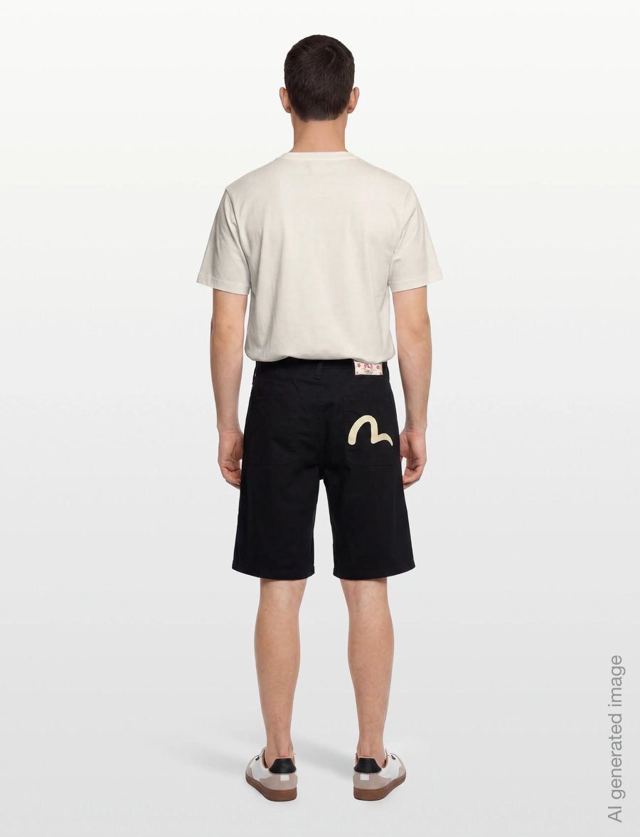 Evisu - SEAGULL PRINTED WOVEN SHORTS - freizeitshorts - black - 4