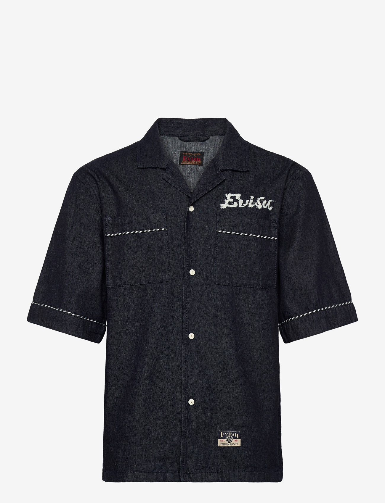 Evisu - DENIM SS SHIRT W/ LOGO EMB. - denimskjorter - rinse indigo - 0