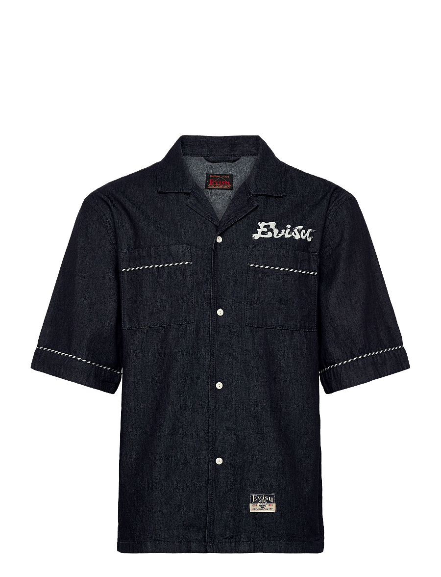 Evisu - DENIM SS SHIRT W/ LOGO EMB. - jeanshemden - rinse indigo - 0