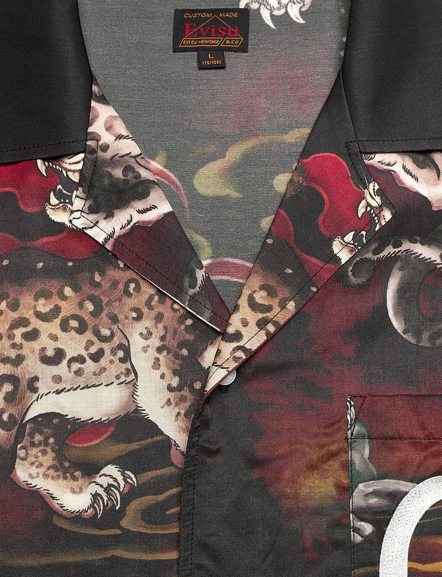 Evisu - LEOPARD AOP SS SHIRT - gemusterte hemden - allover black - 2