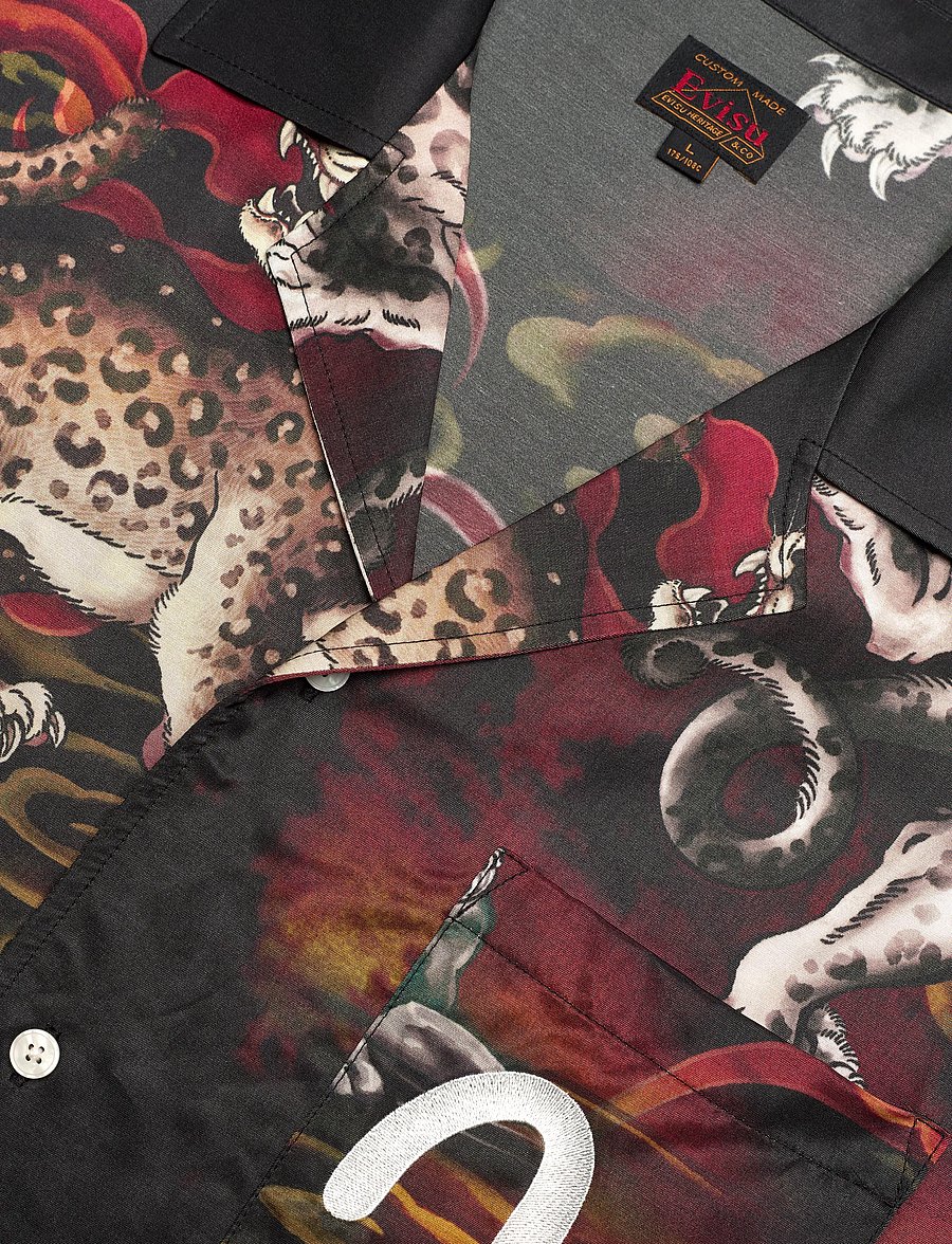 Evisu - LEOPARD AOP SS SHIRT - gemusterte hemden - allover black - 3