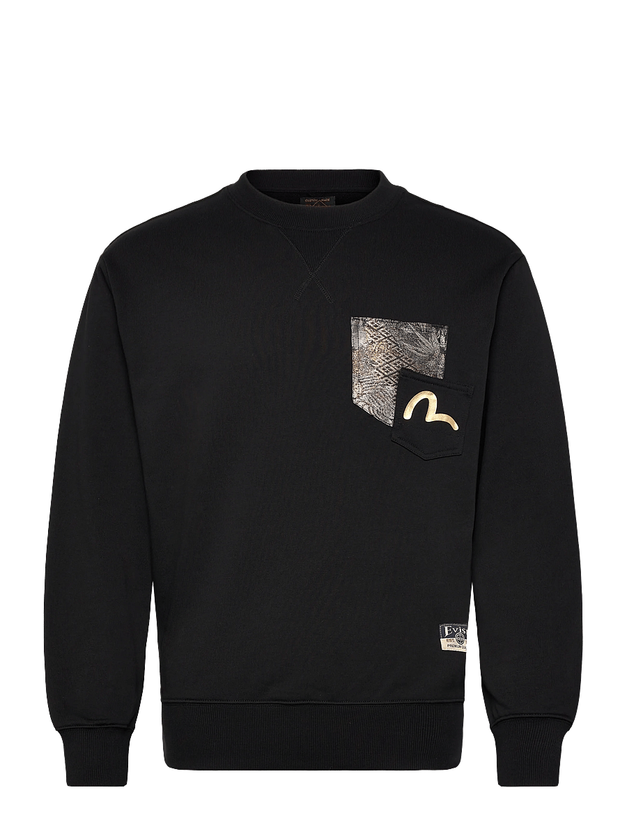 Evisu - JAPANESE KITE PRINTED SWEATSHIRT W/ BROCADE POCKET - sweatshirts - black - 0