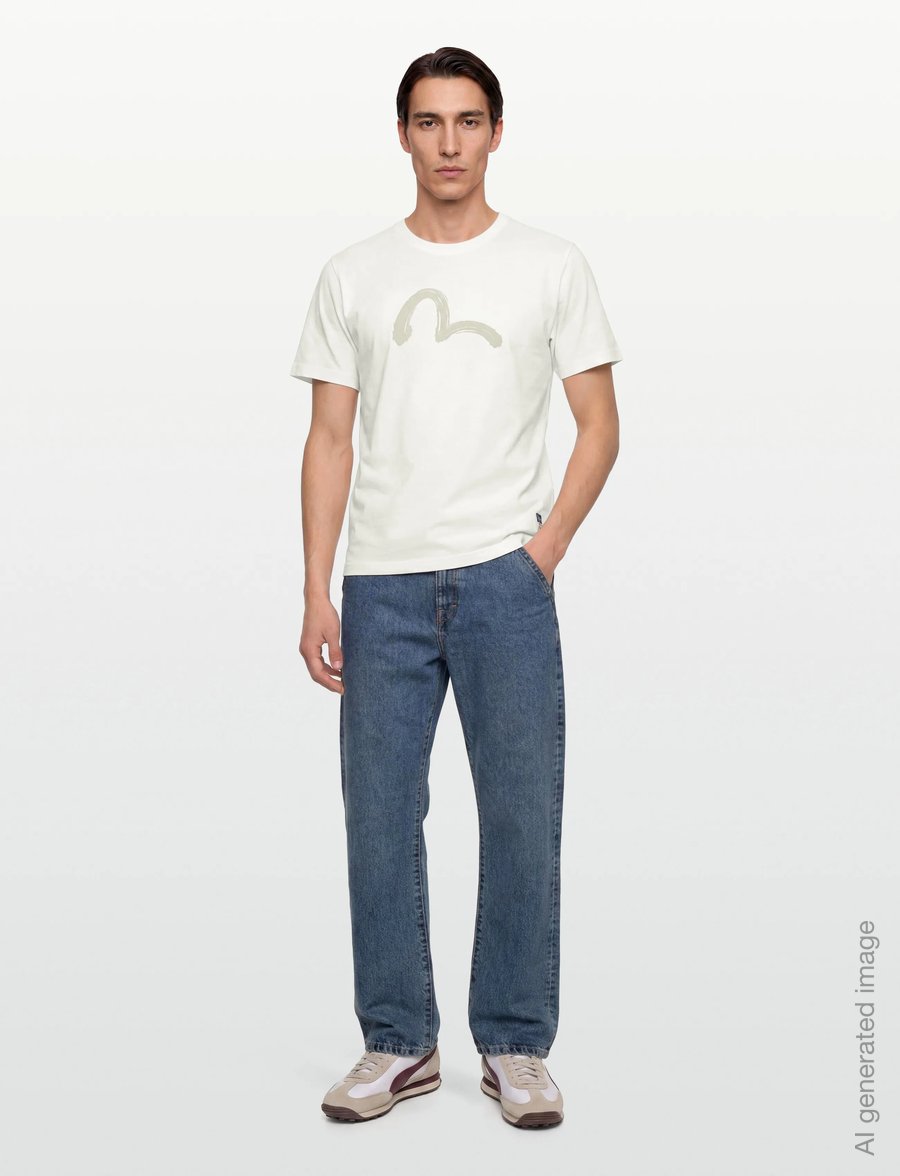 Evisu - HAND BRUSH SEAGULL PRINTED SS TEE - lühikeste varrukatega t-särgid - off white - 0