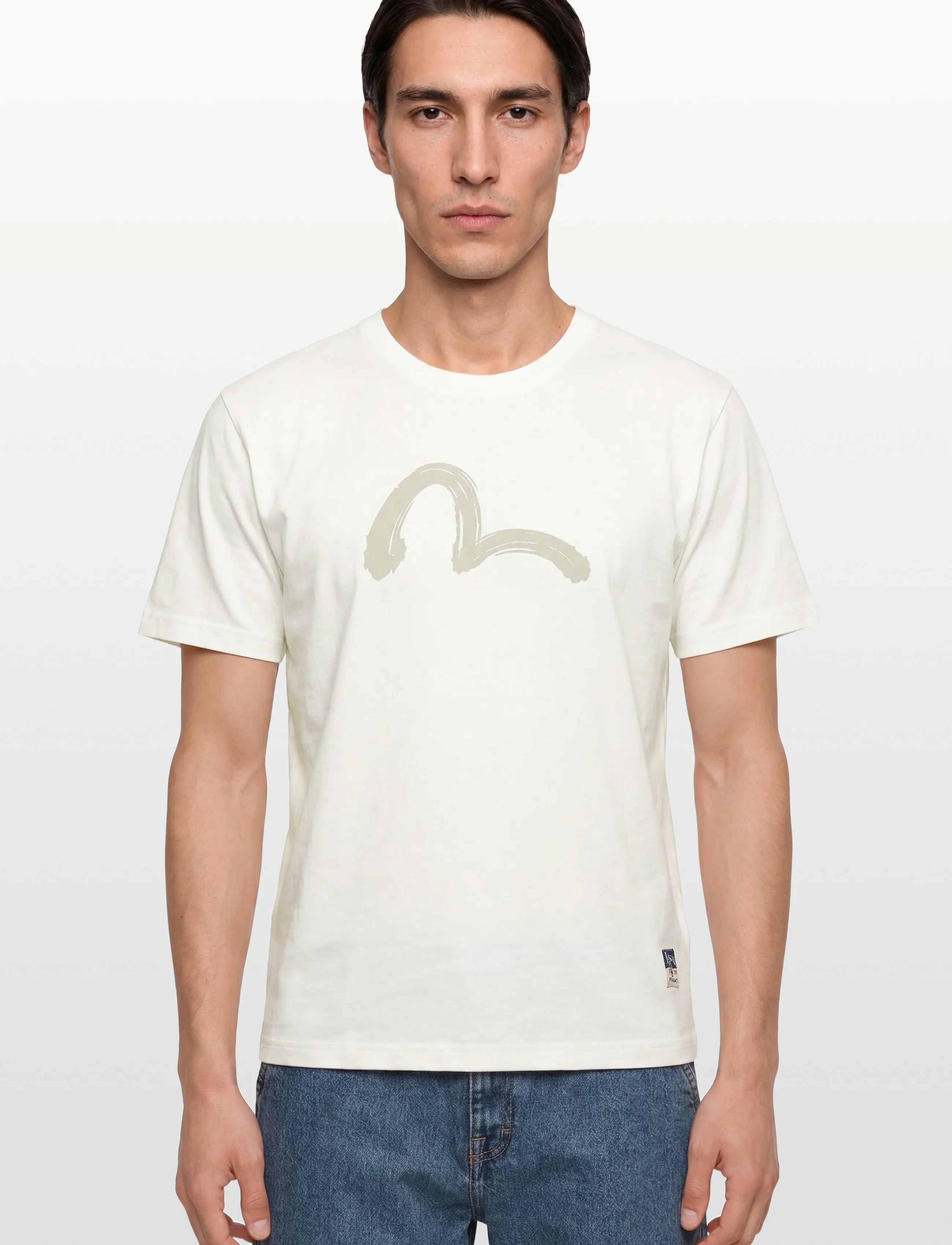 Evisu - HAND BRUSH SEAGULL PRINTED SS TEE - kortærmede t-shirts - off white - 3