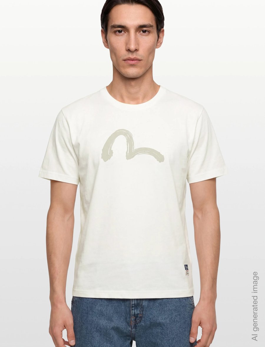 Evisu - HAND BRUSH SEAGULL PRINTED SS TEE - lühikeste varrukatega t-särgid - off white - 3