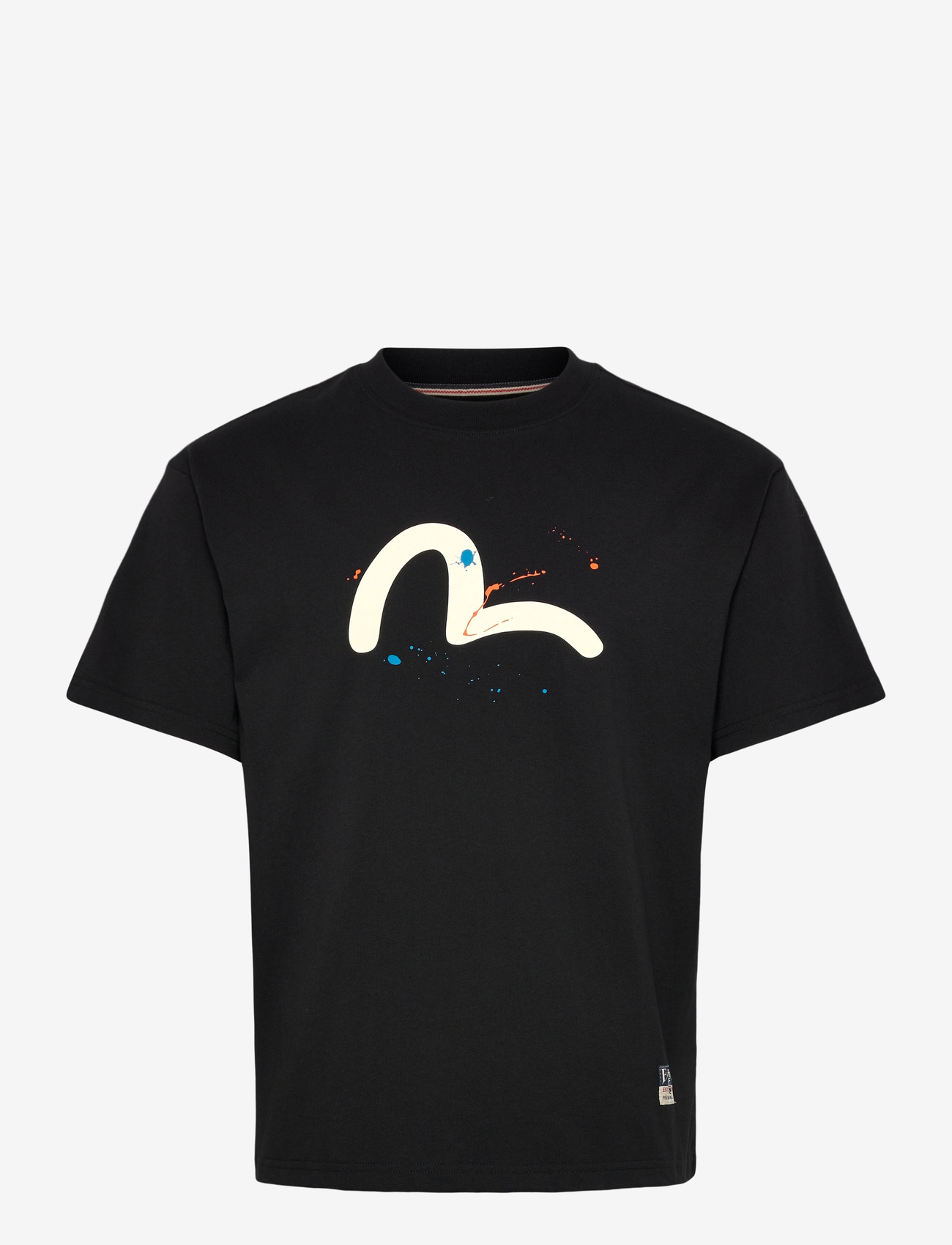 Evisu - SEAGULL & DAICOCK PRINTED SS TEE W/ SPLASH - kortærmede t-shirts - black - 0