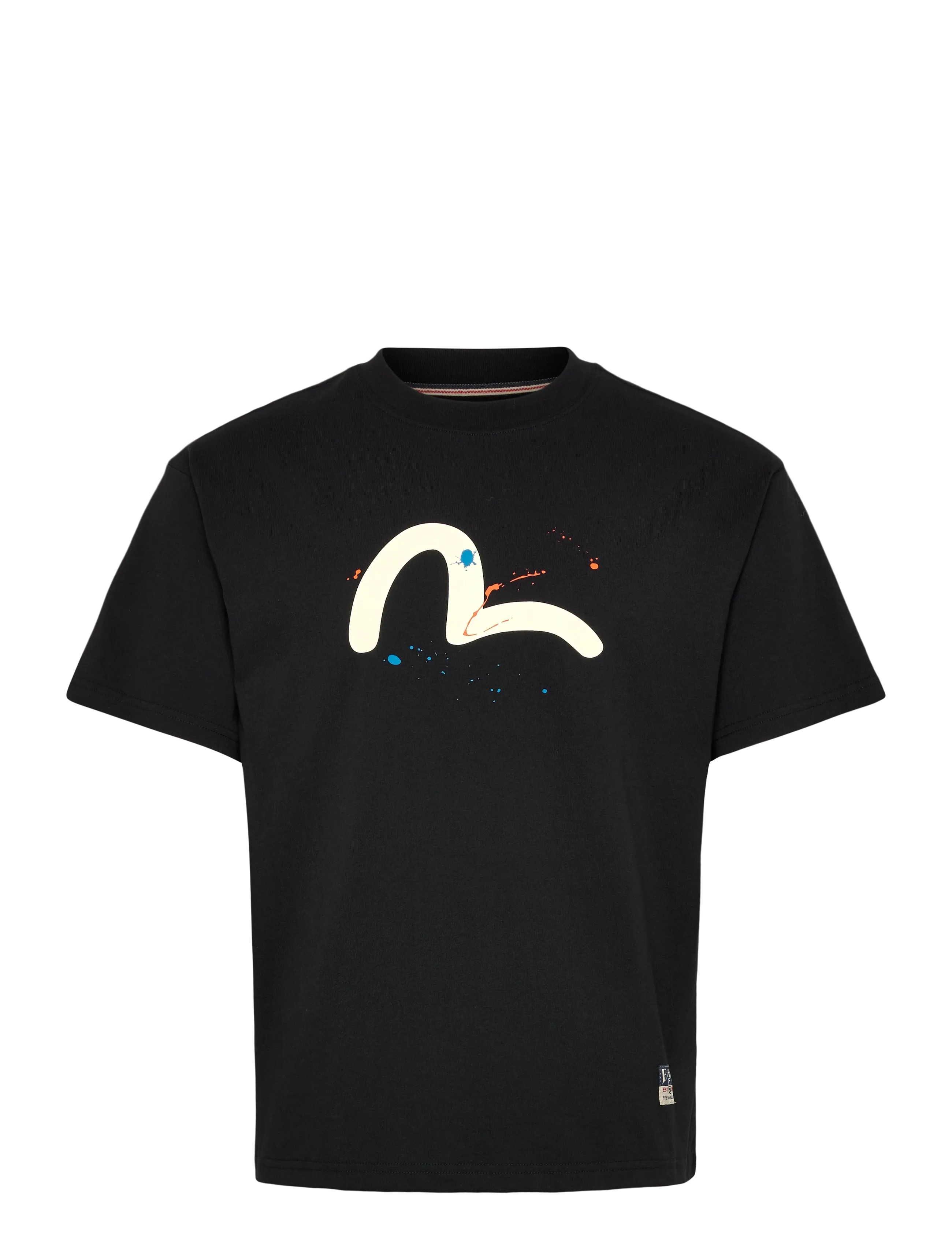 Evisu SEAGULL & DAICOCK PRINTED SS TEE W/ SPLASH - Lyhythihaiset - BLACK / black