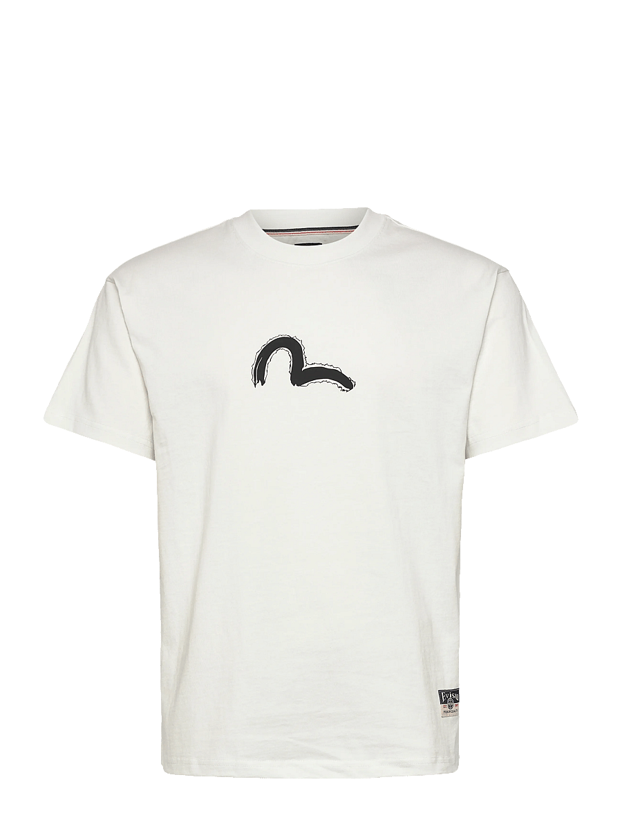 Evisu - HAND BRUSH DAICOCK PRINTED SS TEE - kurzärmelige t-shirts - ecru - 0