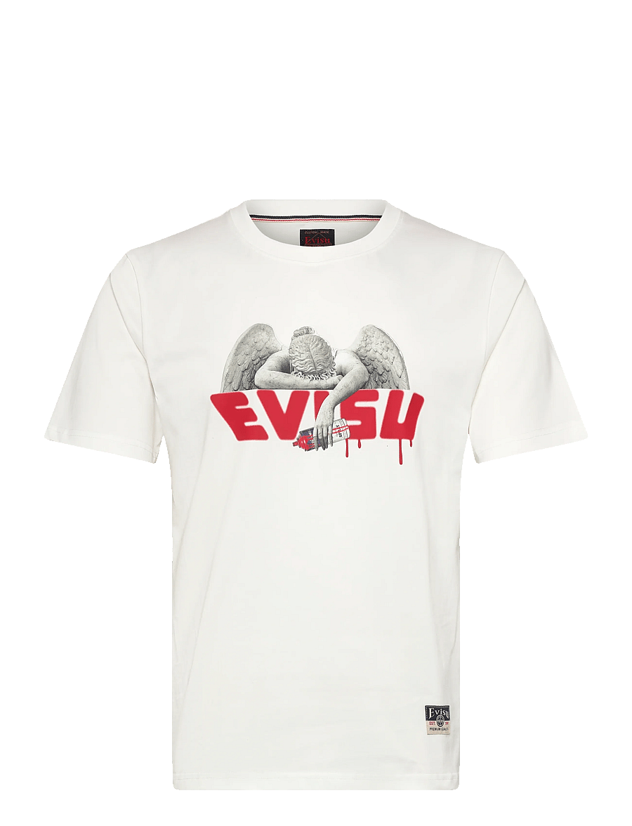 Evisu - ANGEL & AEROSOL SPRAY PAINT PRINTED SS TEE - off white - 1