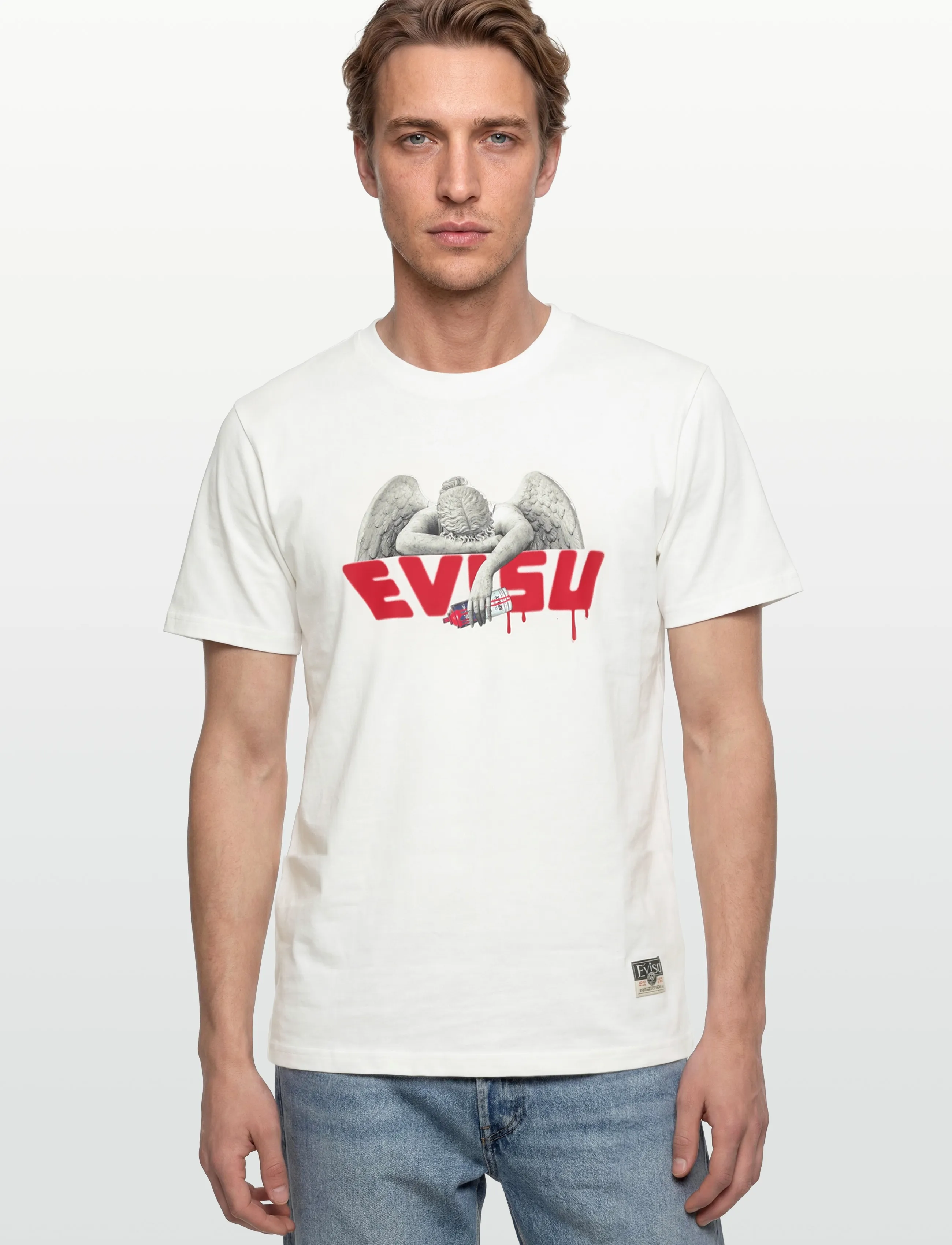 Evisu - ANGEL & AEROSOL SPRAY PAINT PRINTED SS TEE - kortærmede t-shirts - off white - 3