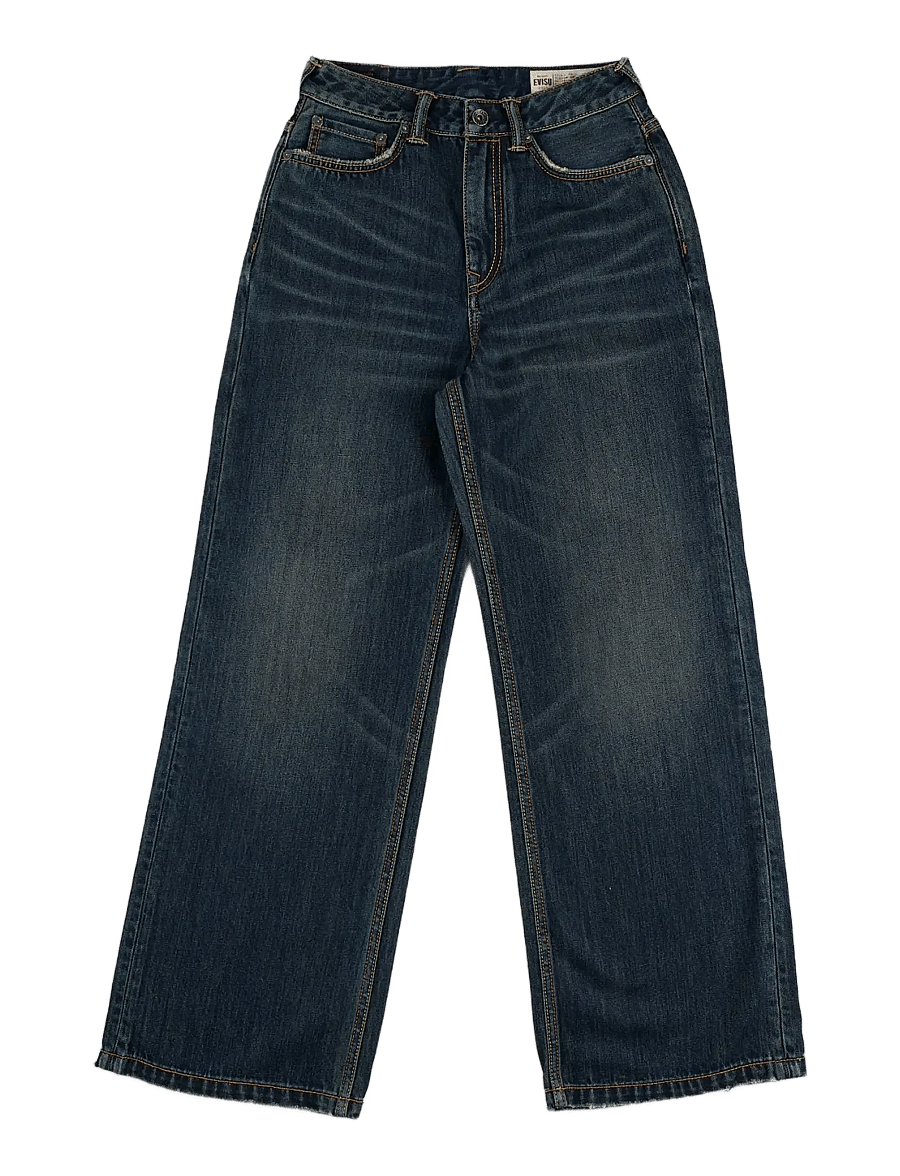 Evisu - HT, WASHED DAICOCK STRAIGHT PANTS LIGHT BLUE - gerade jeans - mid tone indigo - 0