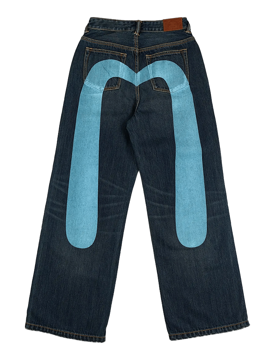 Evisu - HT, WASHED DAICOCK STRAIGHT PANTS LIGHT BLUE - gerade jeans - mid tone indigo - 1