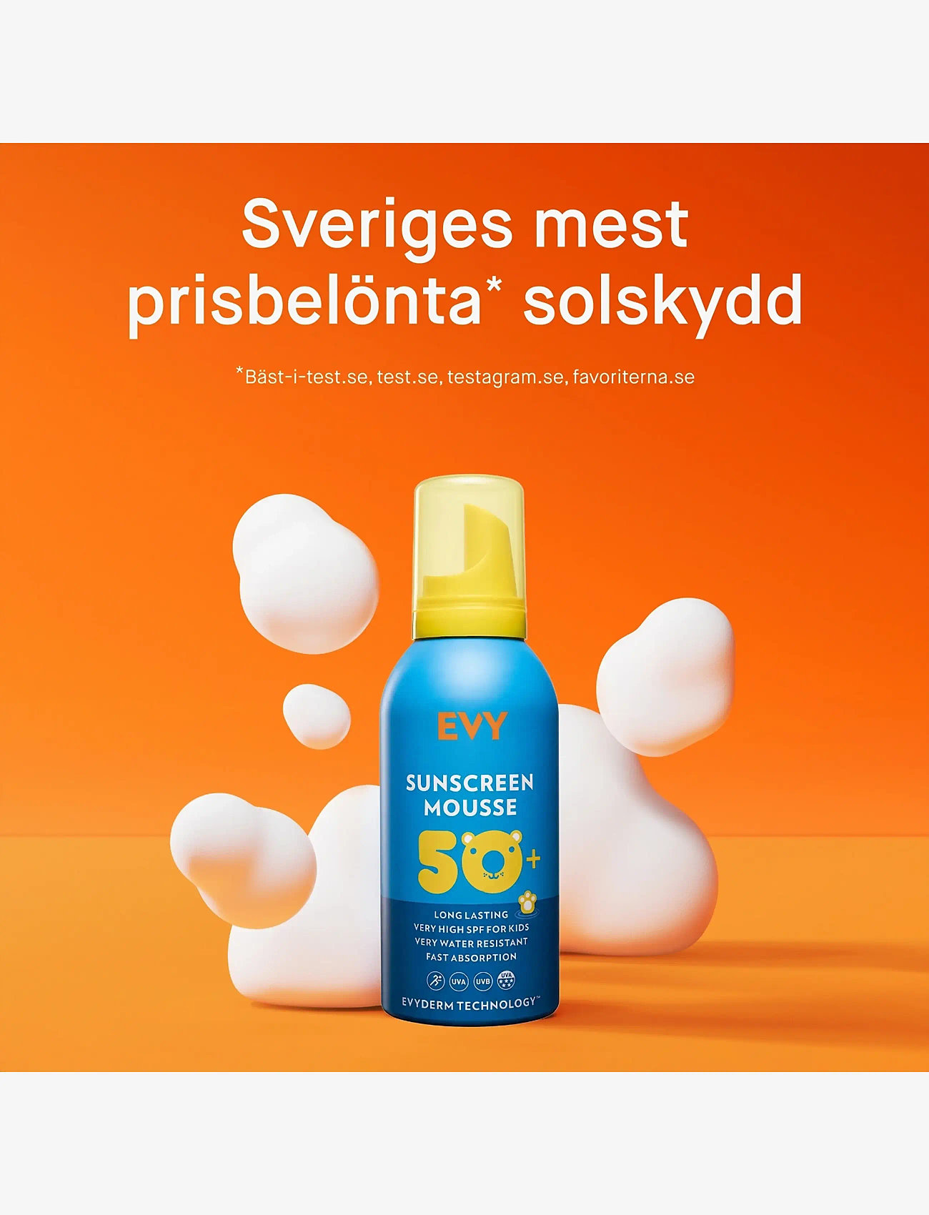 EVY Technology - Sunscreen mousse SPF 50, KIDS face and body, 150 ml, - för barnen - no colour - 1