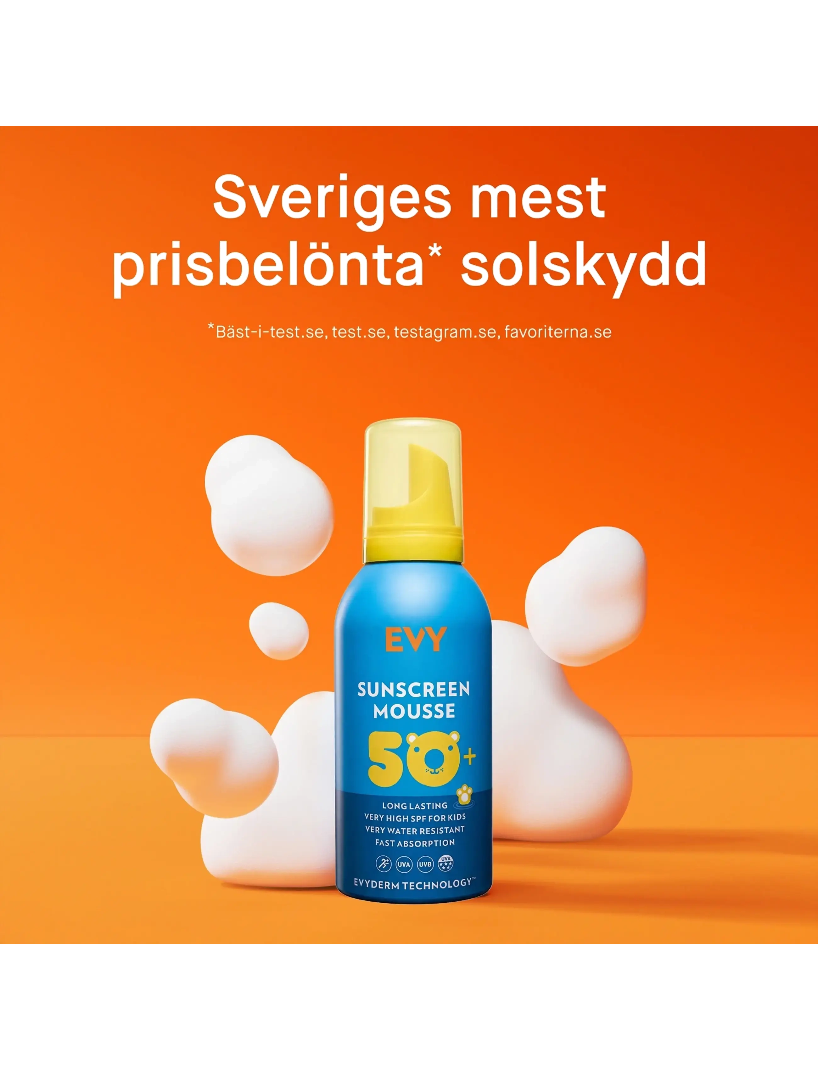 EVY Technology - Sunscreen mousse SPF 50, KIDS face and body, 150 ml, - solskydd - no colour - 1