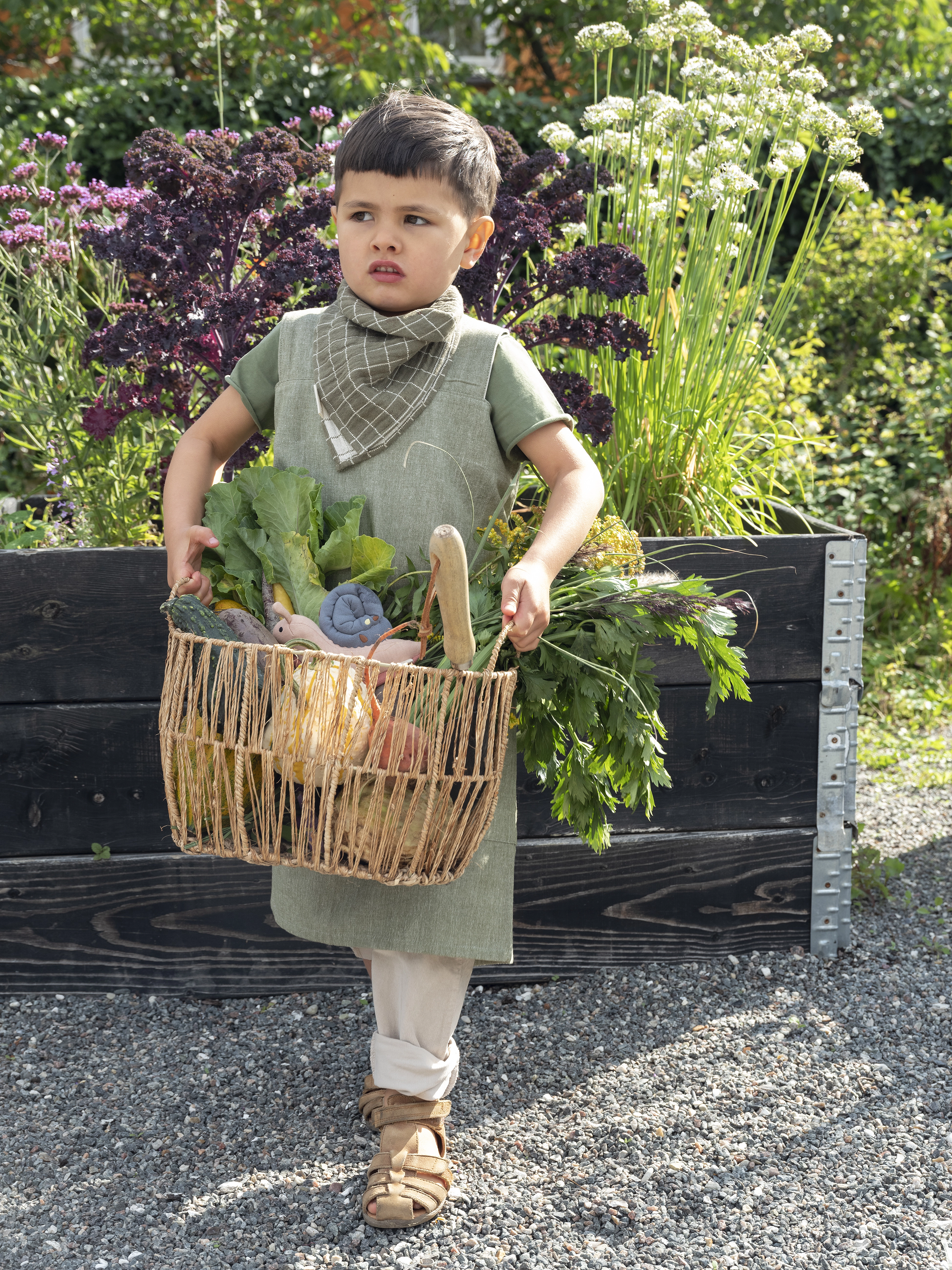 Fabelab - Fold over Bib - Grid - Olive - grid - olive - 2