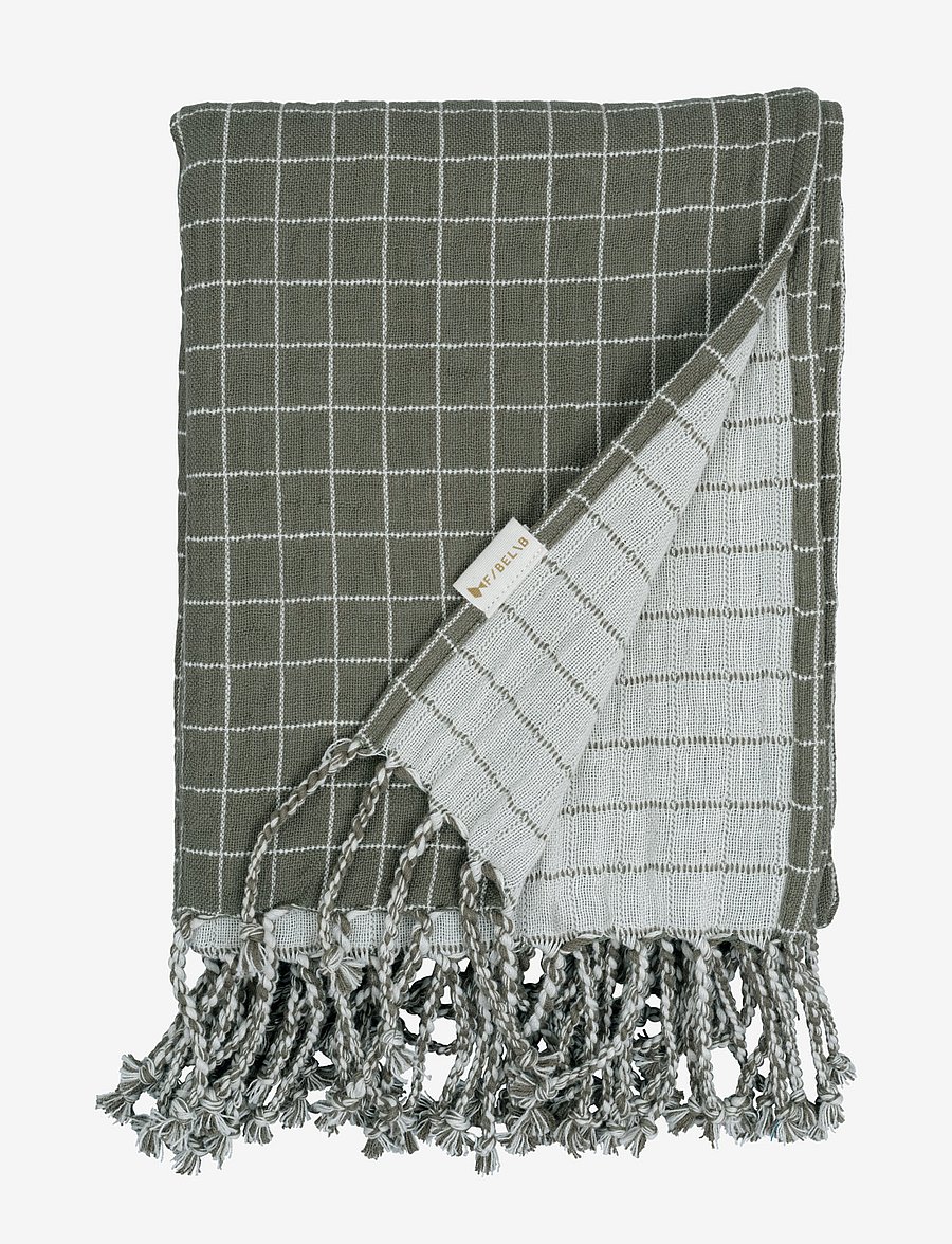 Fabelab - Baby blanket - Grid - Olive - teppi - grid - olive - 1