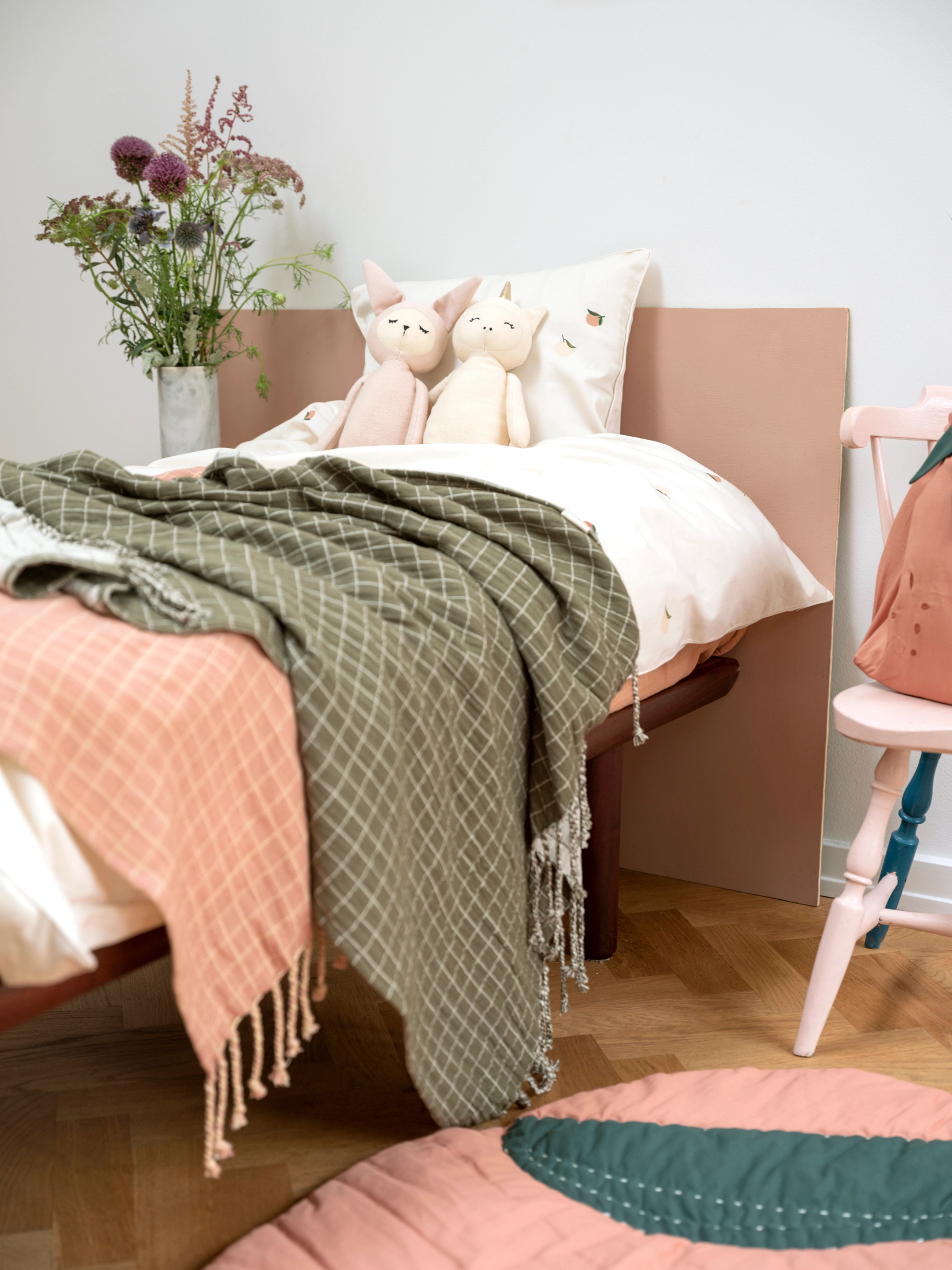 Fabelab Baby Blanket - Grid - Olive, 80X110 cm+9 cm F, Green, Søvntid > Tæpper Og Dyner, Børn
