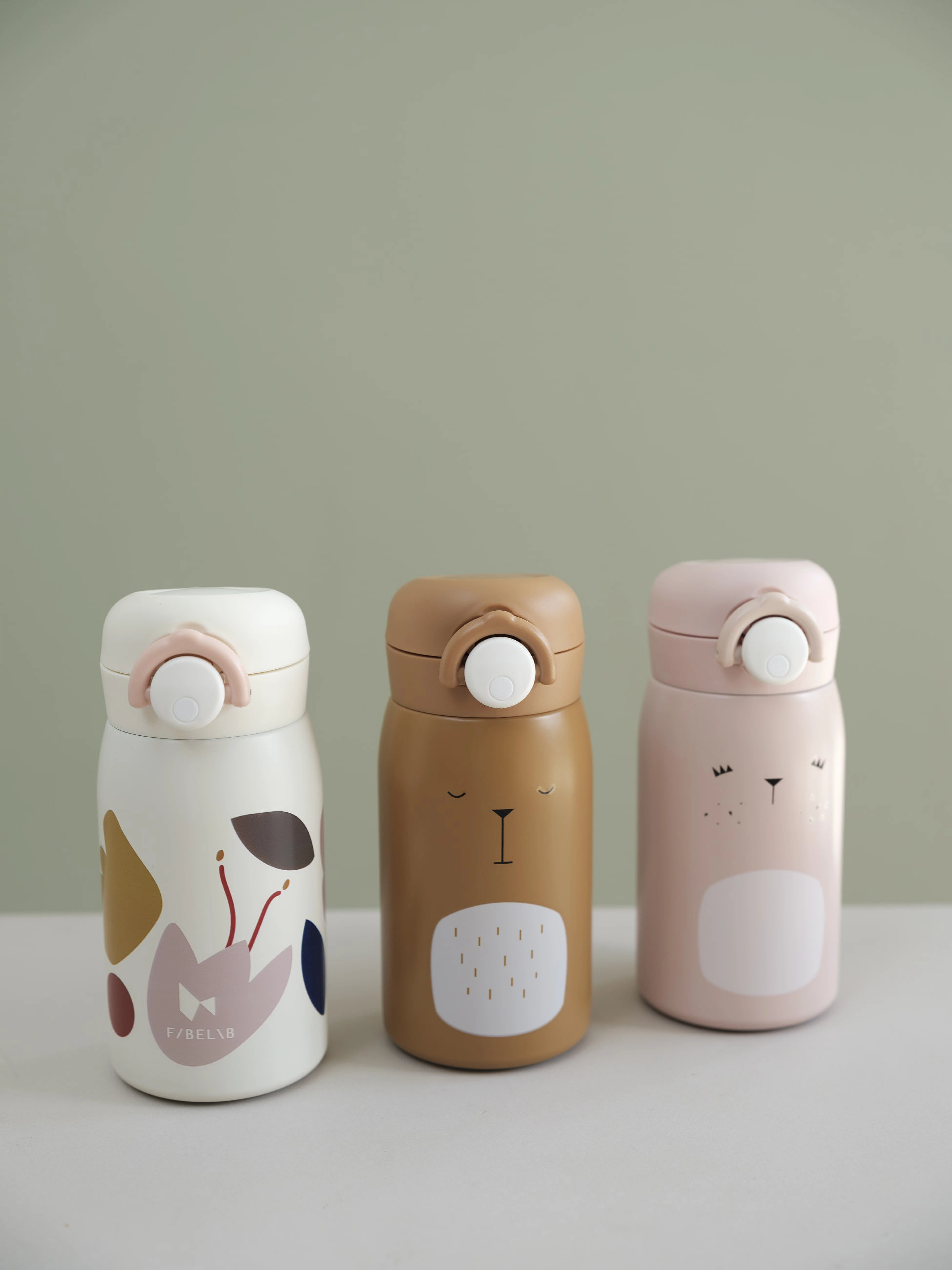 Fabelab Water Bottle - Small - Bear - Ochre, One Size, Brown, Hjem > Måltidstid, Børn