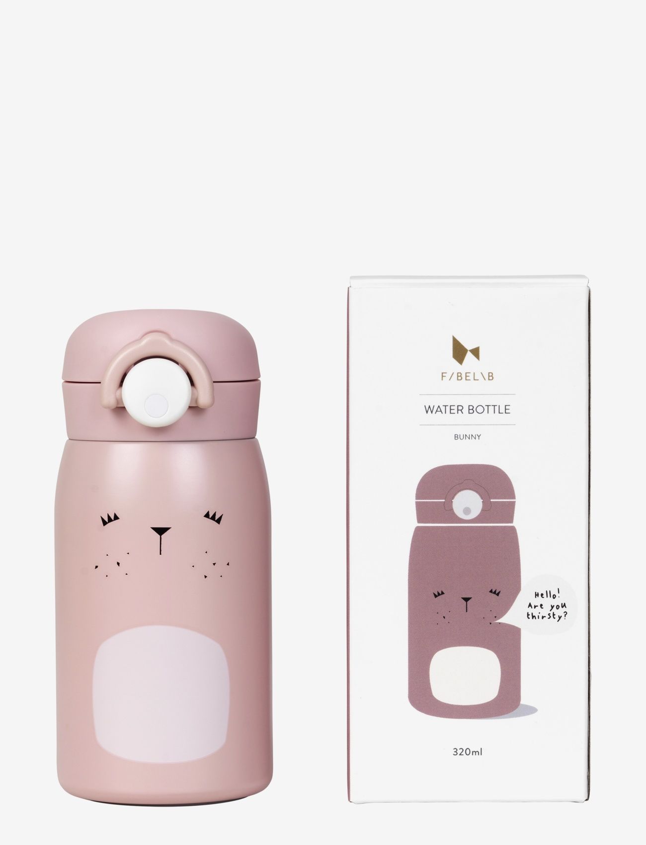 Fabelab Water Bottle Bunny Small Old Rose, Meal Time, Pink, Str: D6.8X16CM-320M