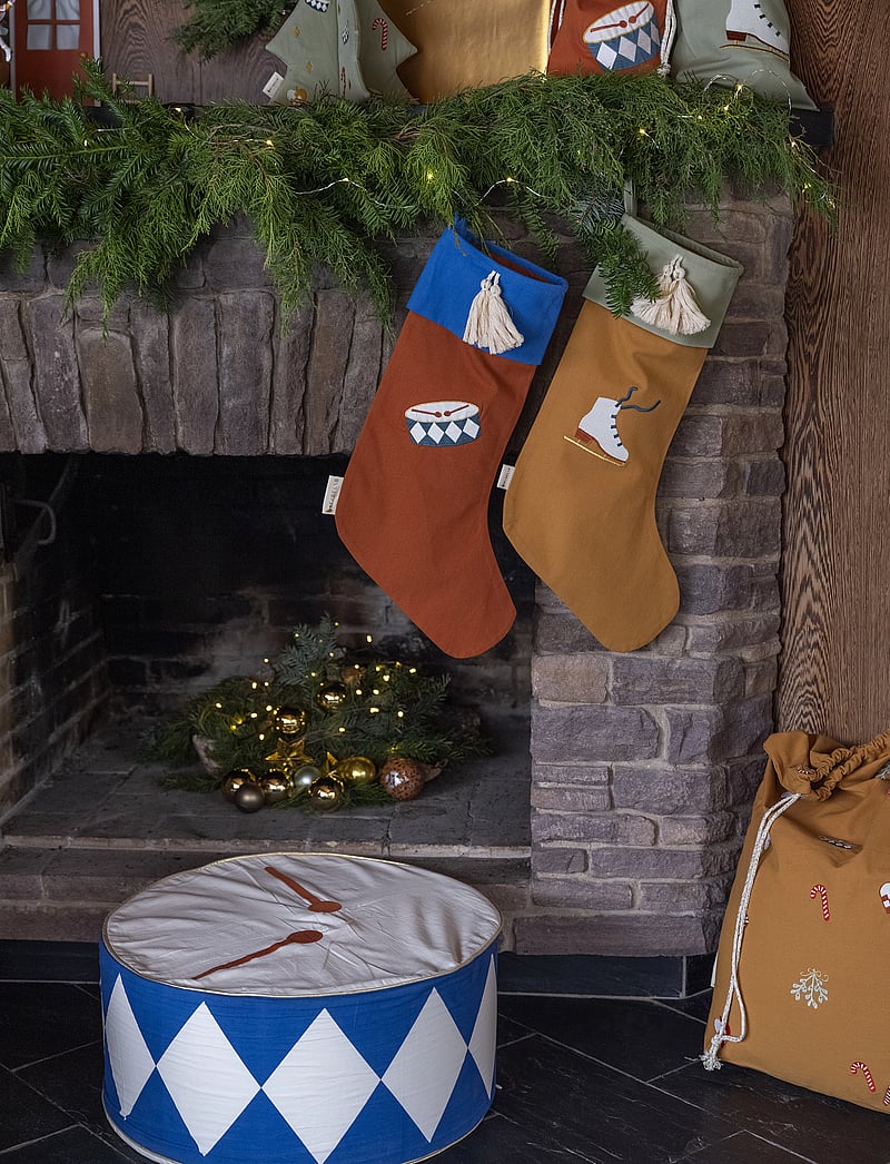 Fabelab - Christmas cushion - Drum - Regal Blue - throw pillows - natural, regal b - 0