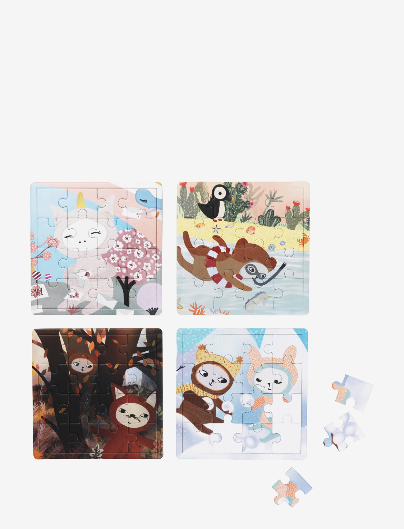 Fabelab - Puzzle 4 Seasons - Set of 4 puzzles - 16 pcs./each - klassiske puslespil - print - 2