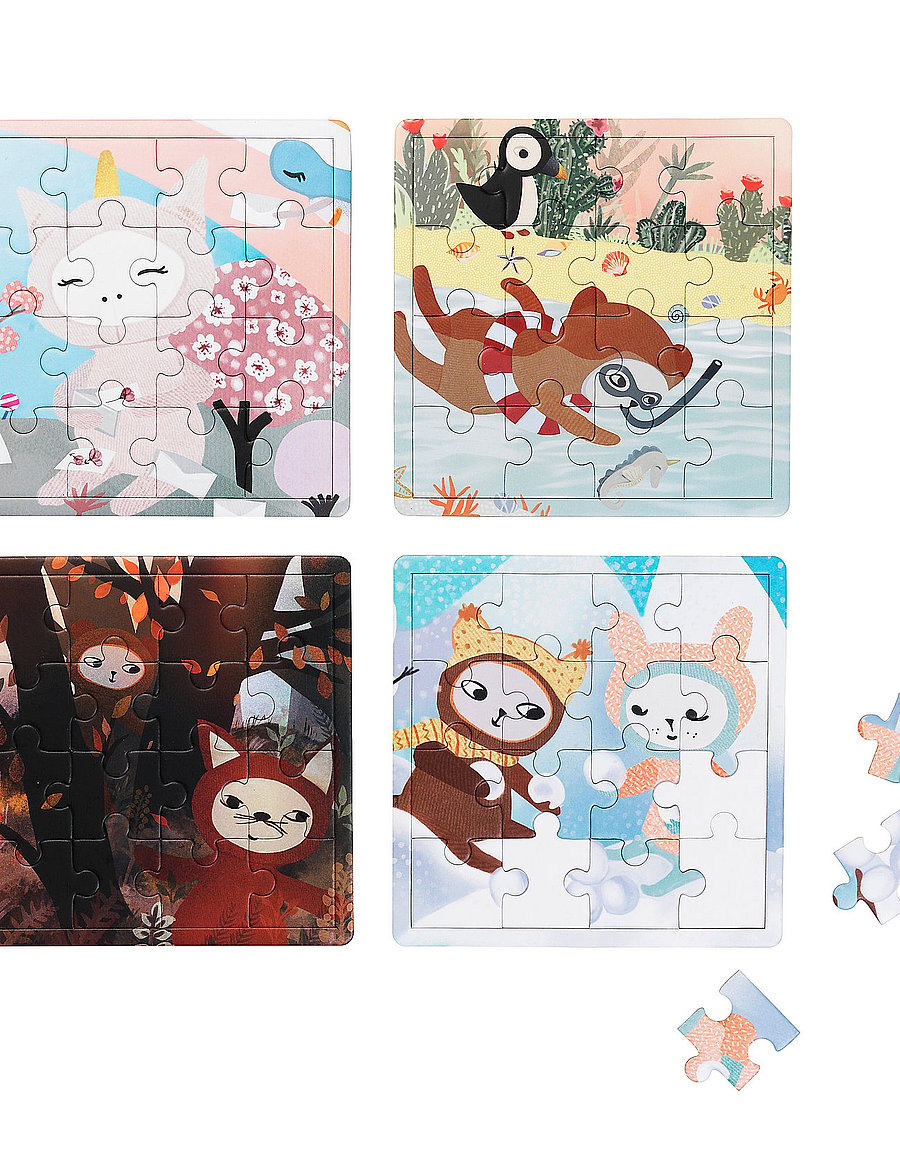 Fabelab - Puzzle 4 Seasons - Set of 4 puzzles - 16 pcs./each - klassische puzzles - print - 0