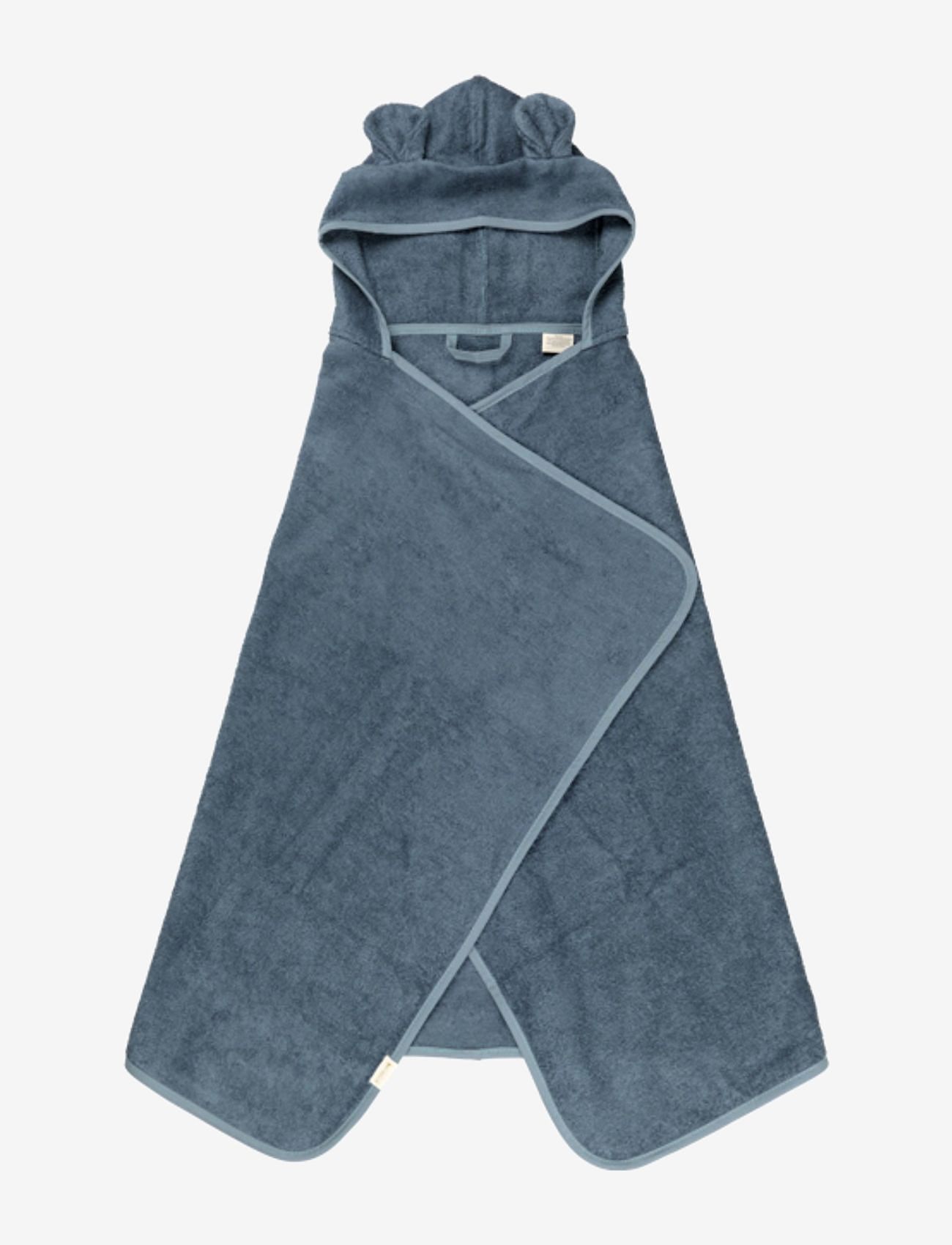 Fabelab - Hooded Junior Towel - Bear - Blue Spruce - rankšluosčiai - blue spruce - 0