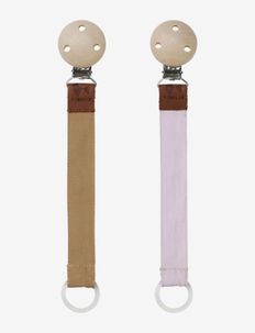 Pacifier Strap - Lilac - Caramel - 2 pack, Fabelab