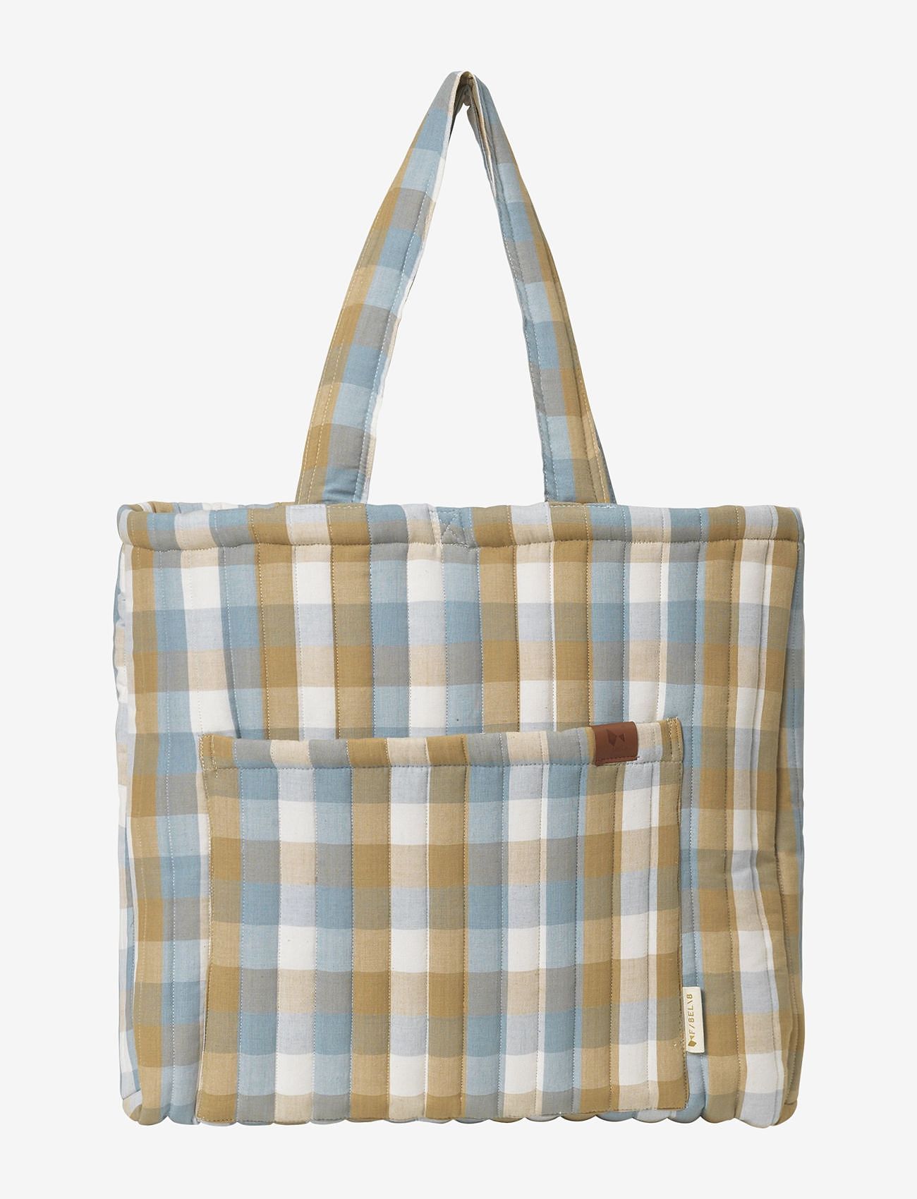 Fabelab - Qulited Tote Bag - Cottage Blue Checks - tote bags - y/d pattern - co - 0