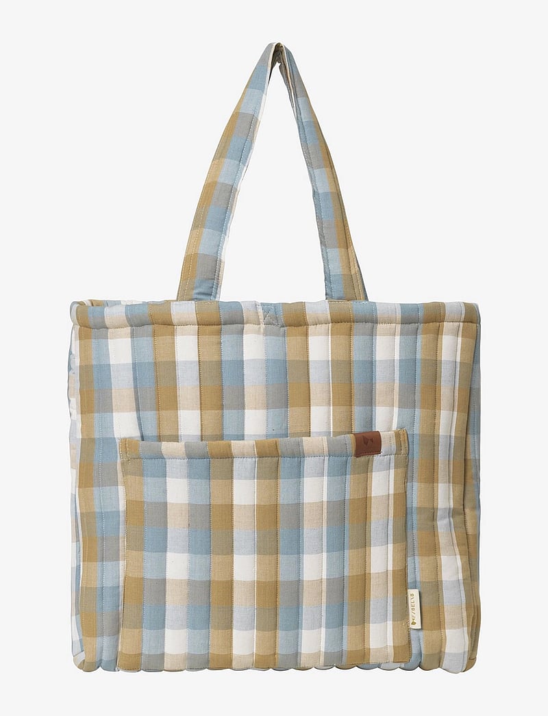 Fabelab - Qulited Tote Bag - Cottage Blue Checks - tote bags - y/d pattern - co - 0