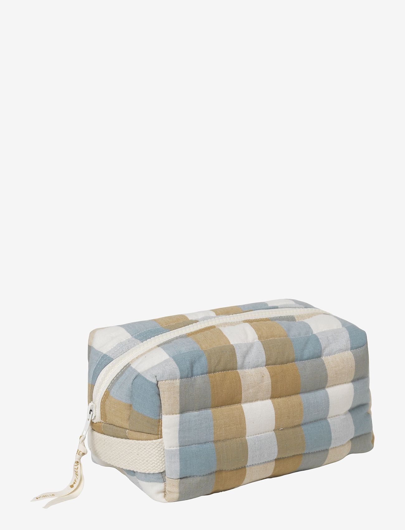 Fabelab - Quilted Toiletry Bag - Cottage Blue Checks - toalettilaukku - y/d pattern - co - 0