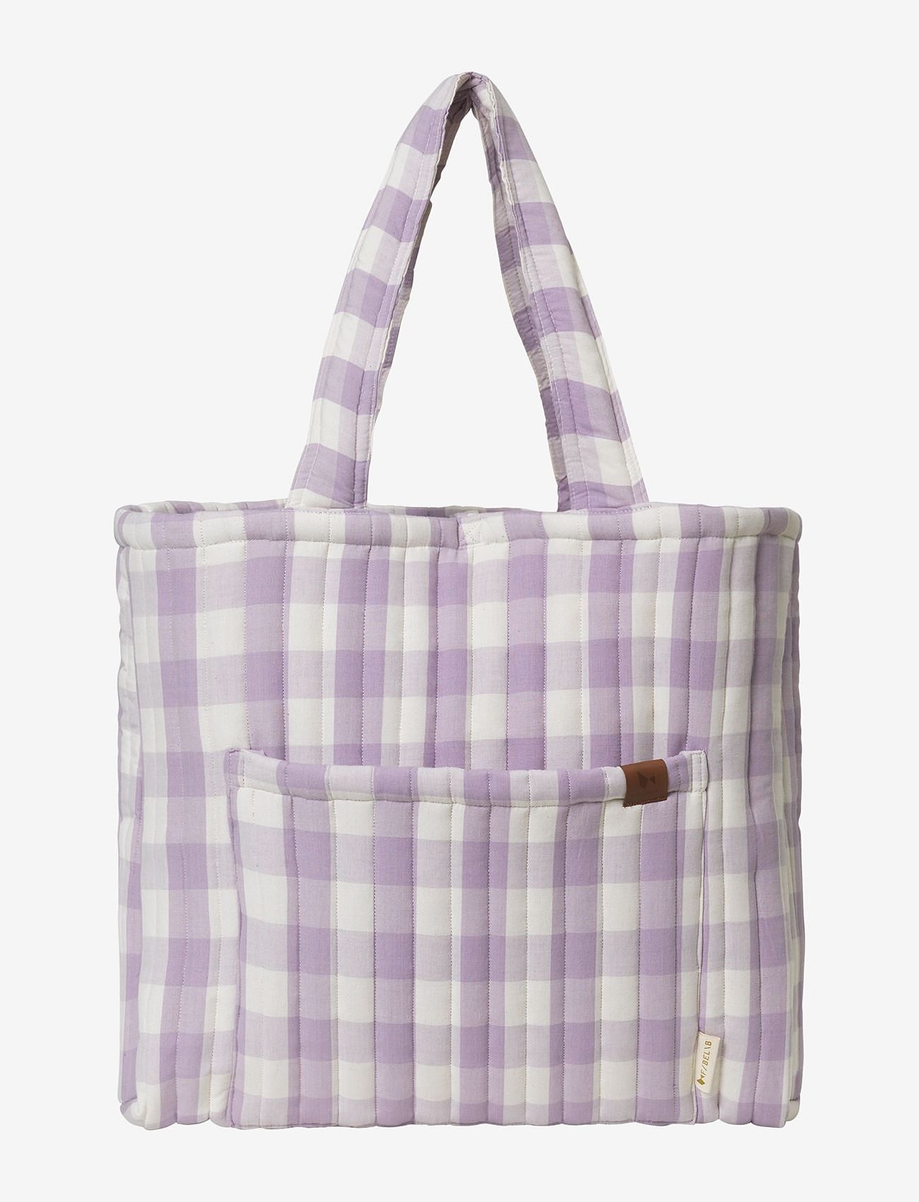 Fabelab - Quilted Tote Bag - Lilac Checks - kassit & pienet laukut - y/d pattern - li - 0