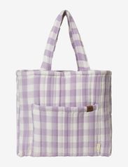 Fabelab - Quilted Tote Bag - Lilac Checks - vystyklų krepšiai - y/d pattern - li - 0