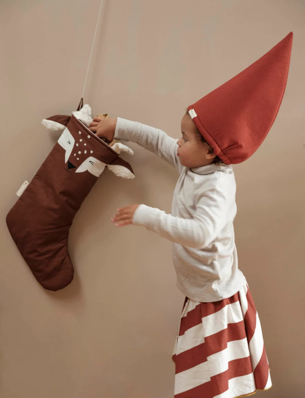 Fabelab - Christmas Stocking Deer - Chestnut - dekorativt tilbehør - chestnut - 1