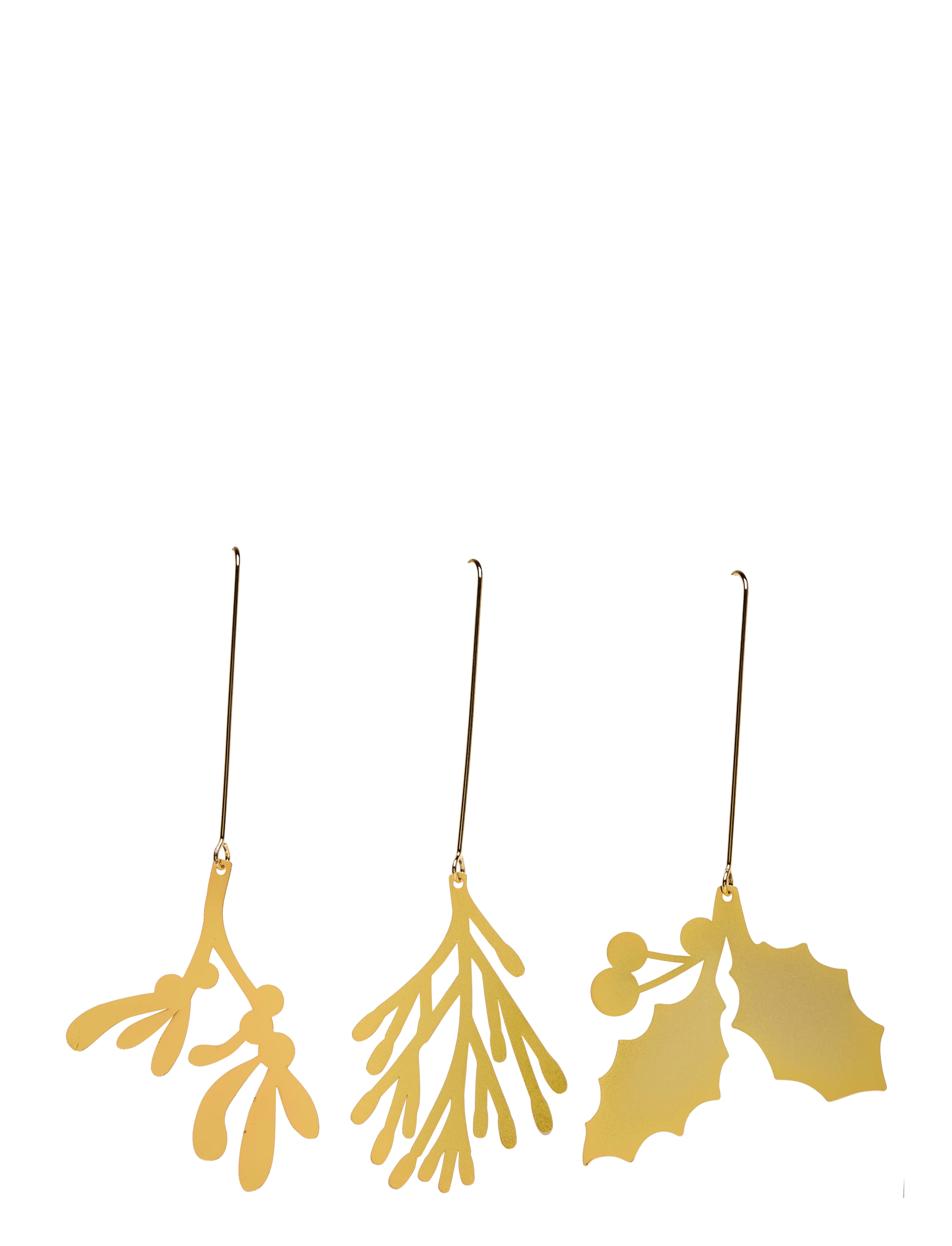 Fabelab Christmas Ornaments Yule Greens - 3 pack - Golden Metal - Sisustus - GOLD / gold