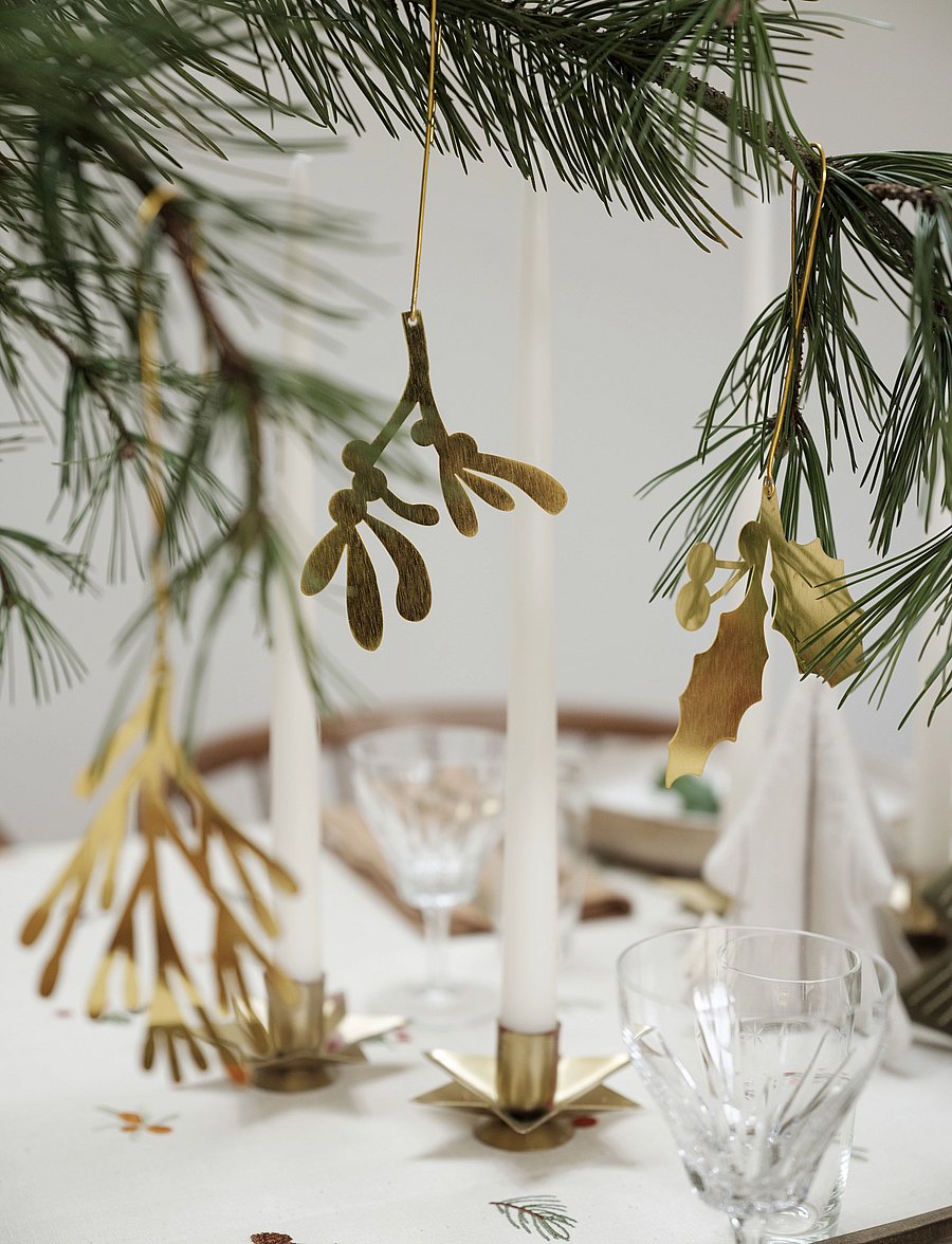 Fabelab - Christmas Ornaments Yule Greens - 3 pack - Golden Metal - dekorative wohnaccessoires - gold - 0