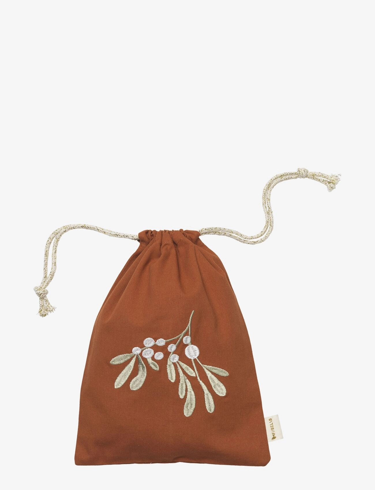 Fabelab Gift Bag Mistletoe Embroidery Cinnamon, Decoration Tilbehør-details, Brun, Str: 30X 23CM