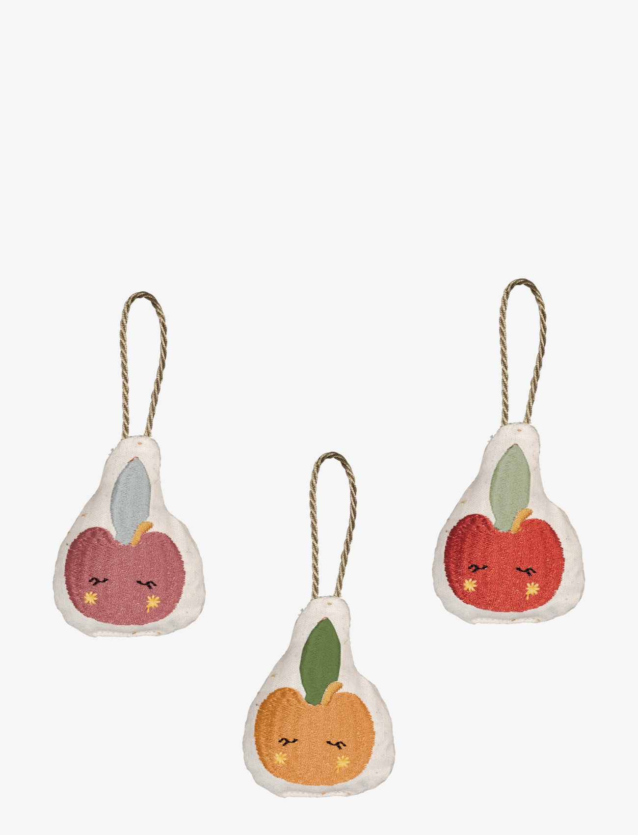 Fabelab Ornaments Embroidered - Apple 3 Pack, One Size, Multi/patterned, Børneindretning > Dekorationstilbehør-Detaljer, Børn